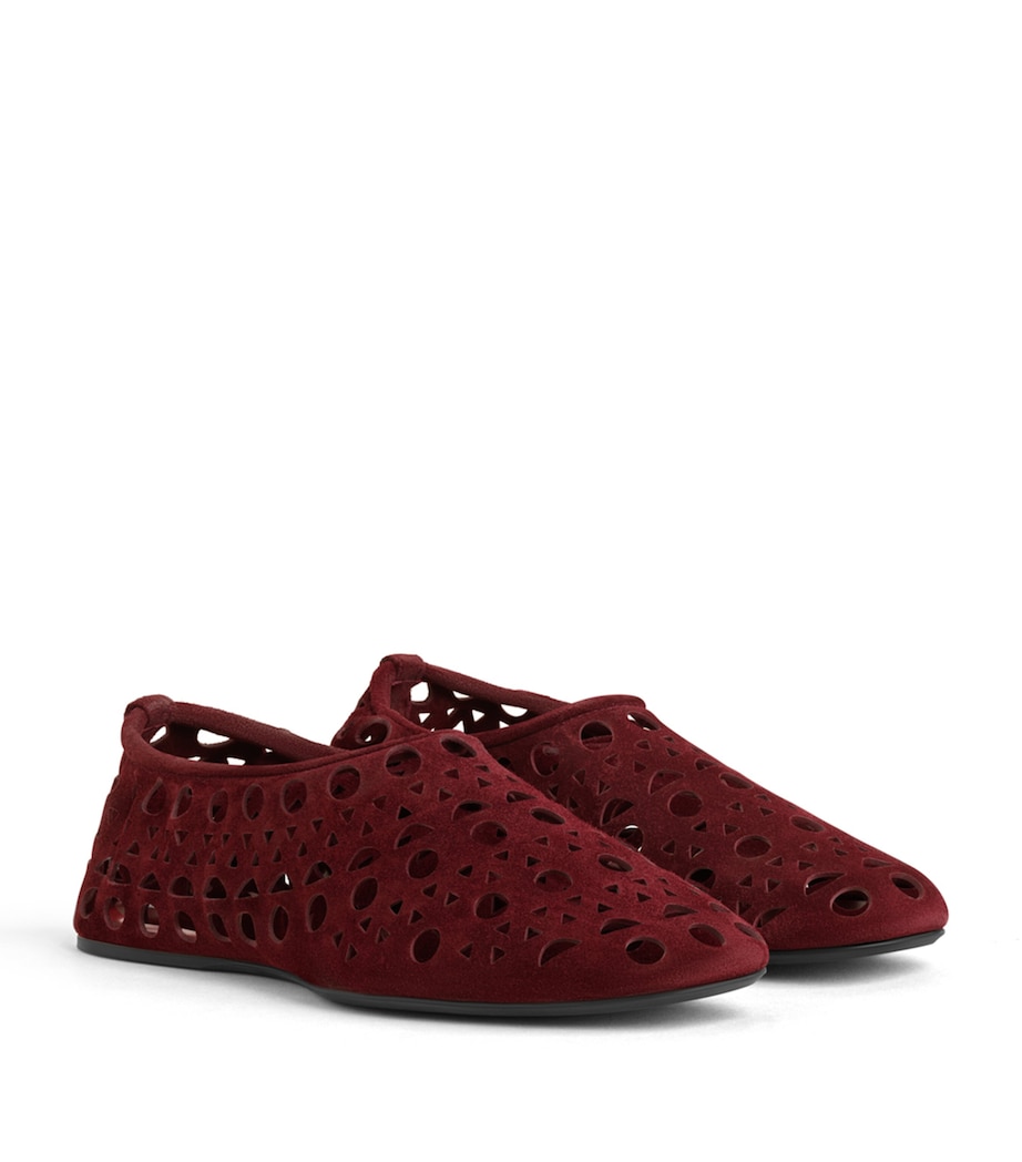 Alaïa Suede Vienne Ballet Flats Cherry Image 3
