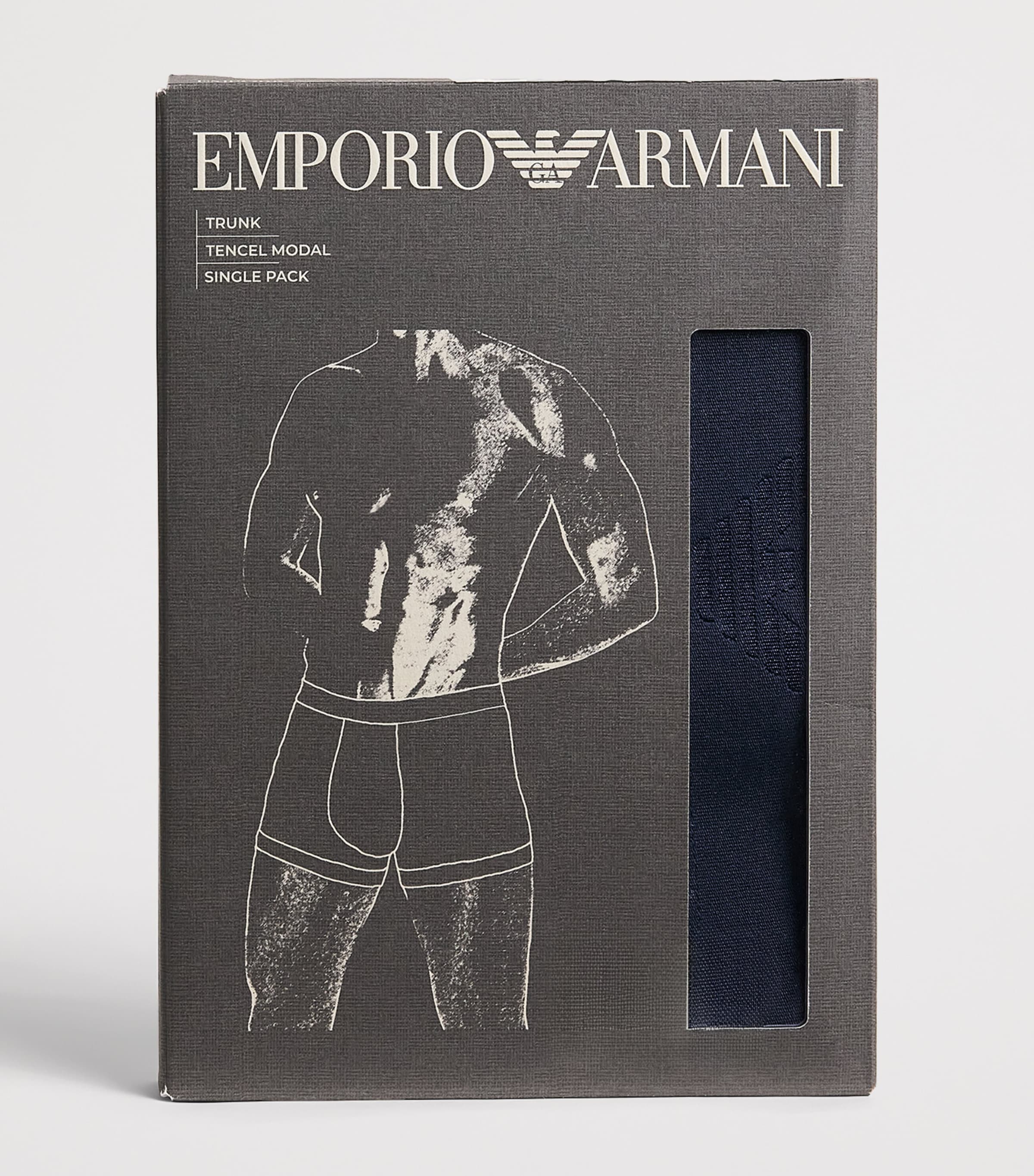 Emporio Armani Mens Modal-Blend Logo Boxer Briefs Blu Strip Image 4