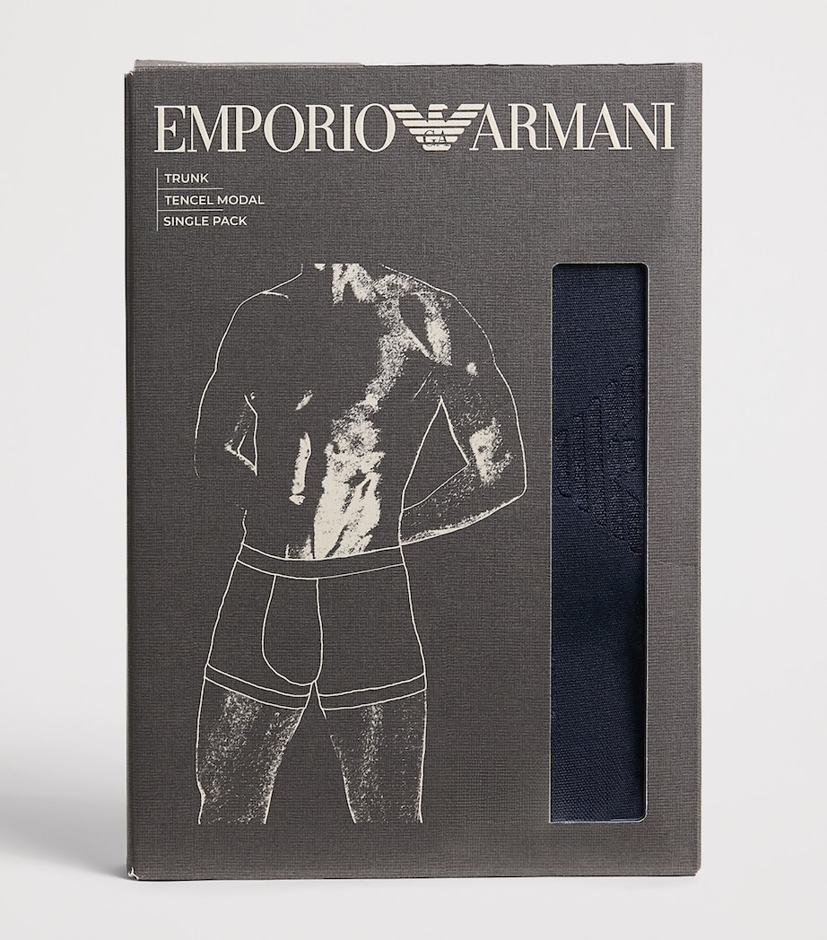 Emporio Armani Mens Modal-Blend Logo Boxer Briefs Blu Strip Image 4