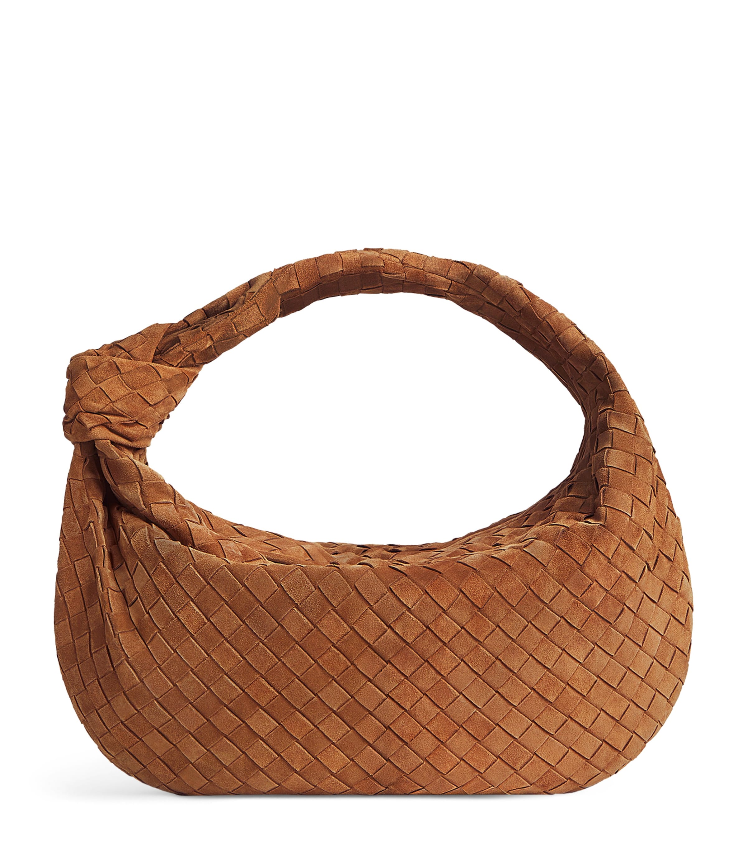Bottega Veneta Teen Jodie Intrecciato Suede Hobo In Brown