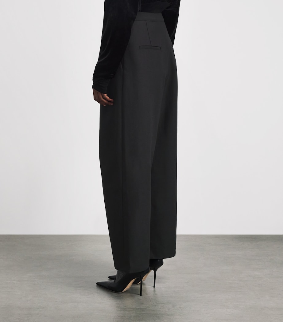 Source Unknown Womens Pleated Wide-Leg Leiko Trousers Bk Image 5