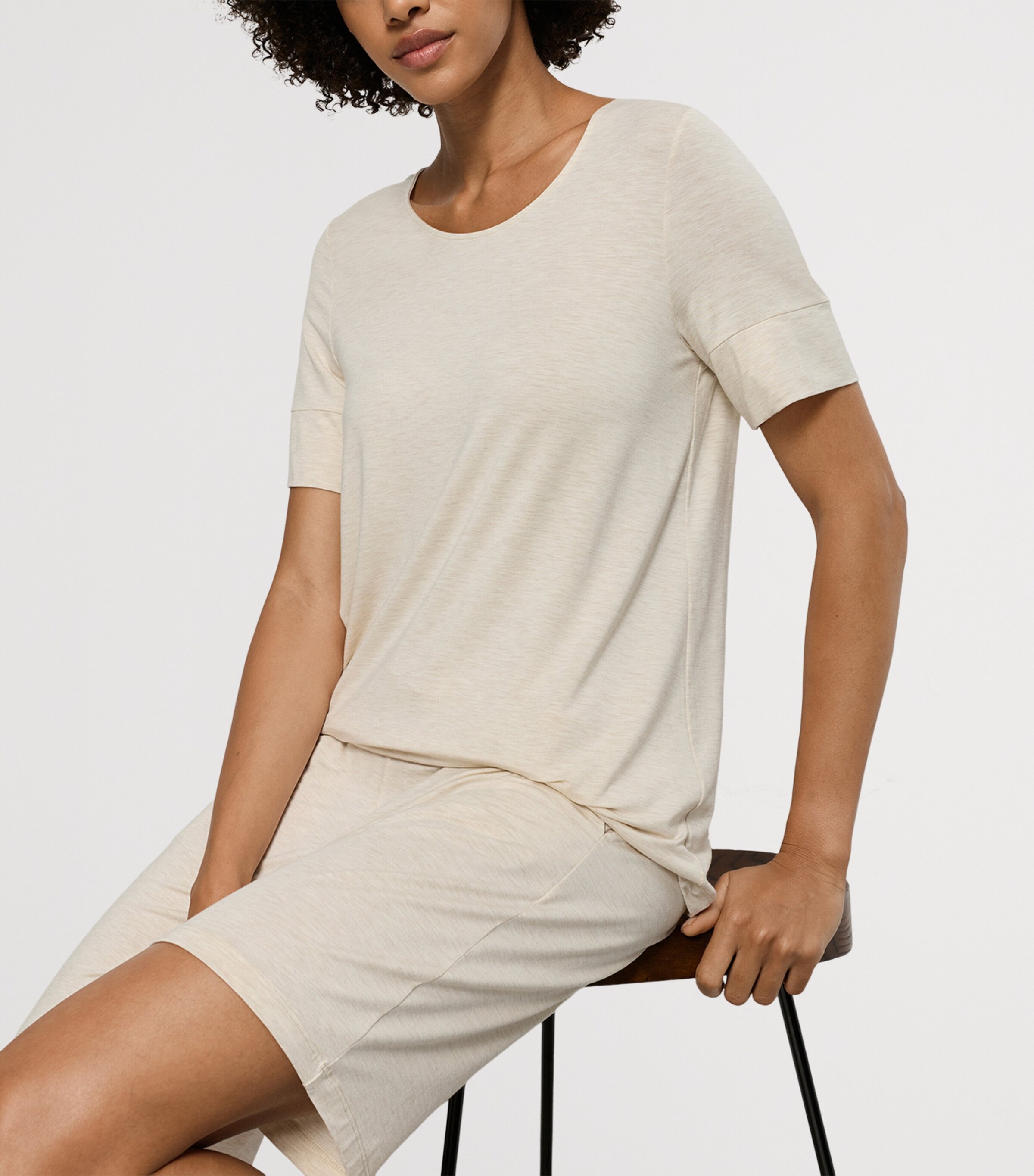 Hanro Womens Natural Elegance T-Shirt Summer Sand Melange Image 6