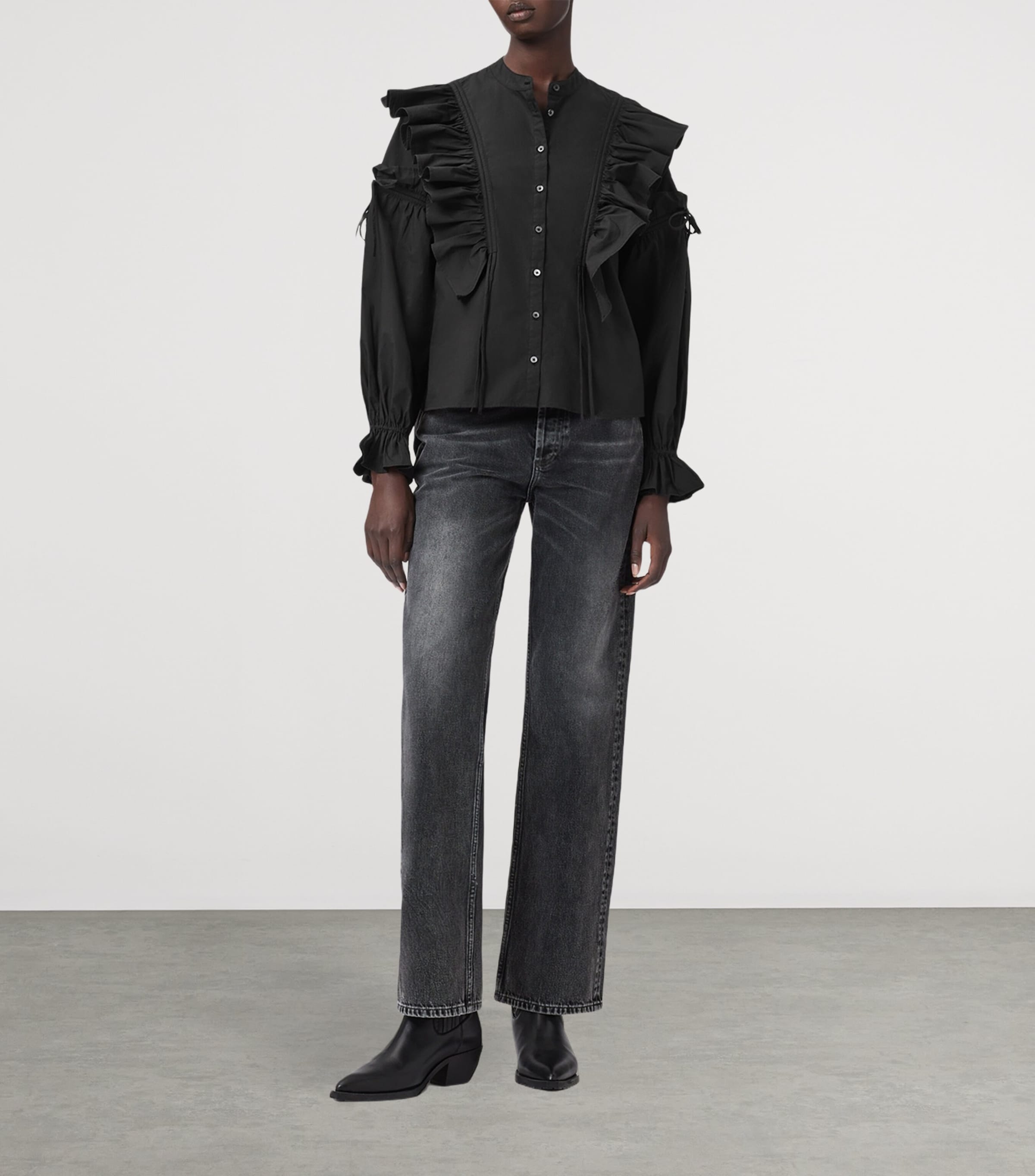 Cotton Poplin Lulu Shirt BLACK Image 2