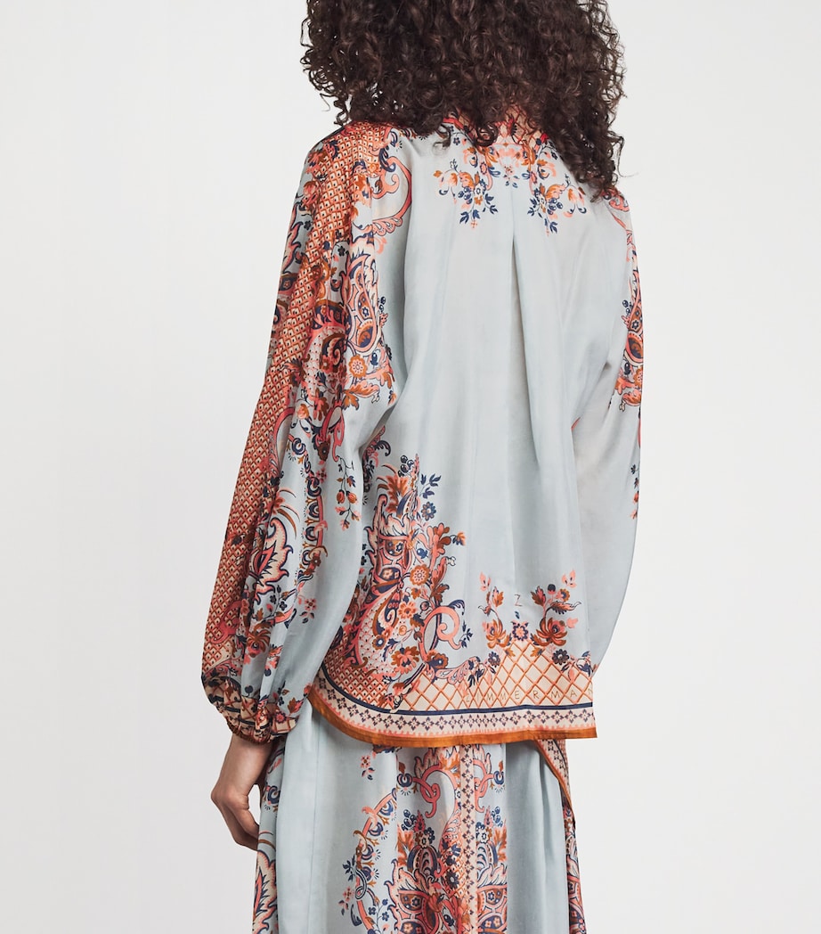Zimmermann Womens Silk Printed Aster Blouse Blupf Blue Psly Flrl Image 5