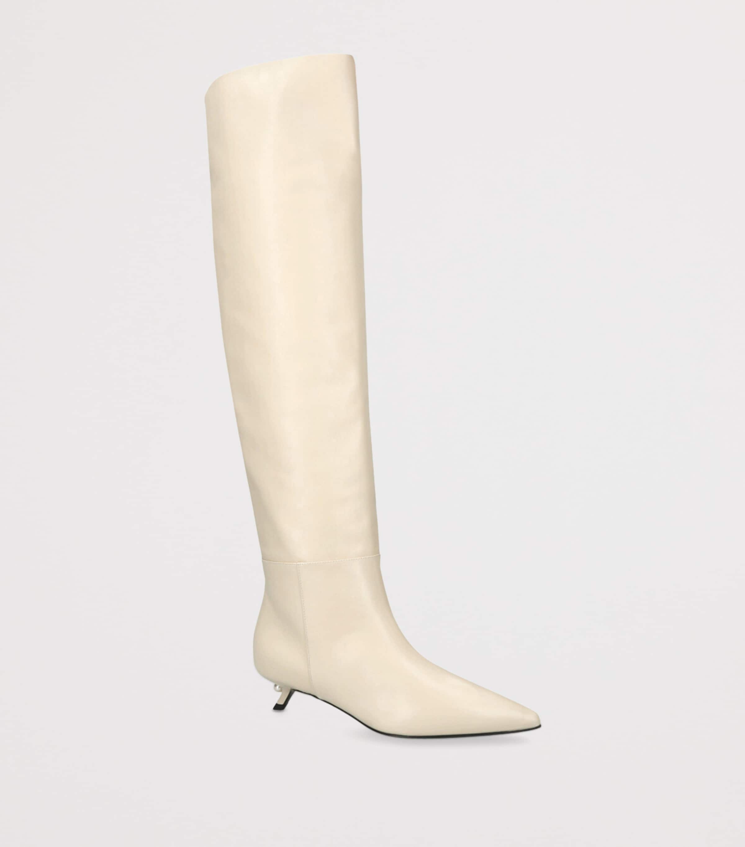 Leather Derby Knee-High Boots 35 BONE Image 3