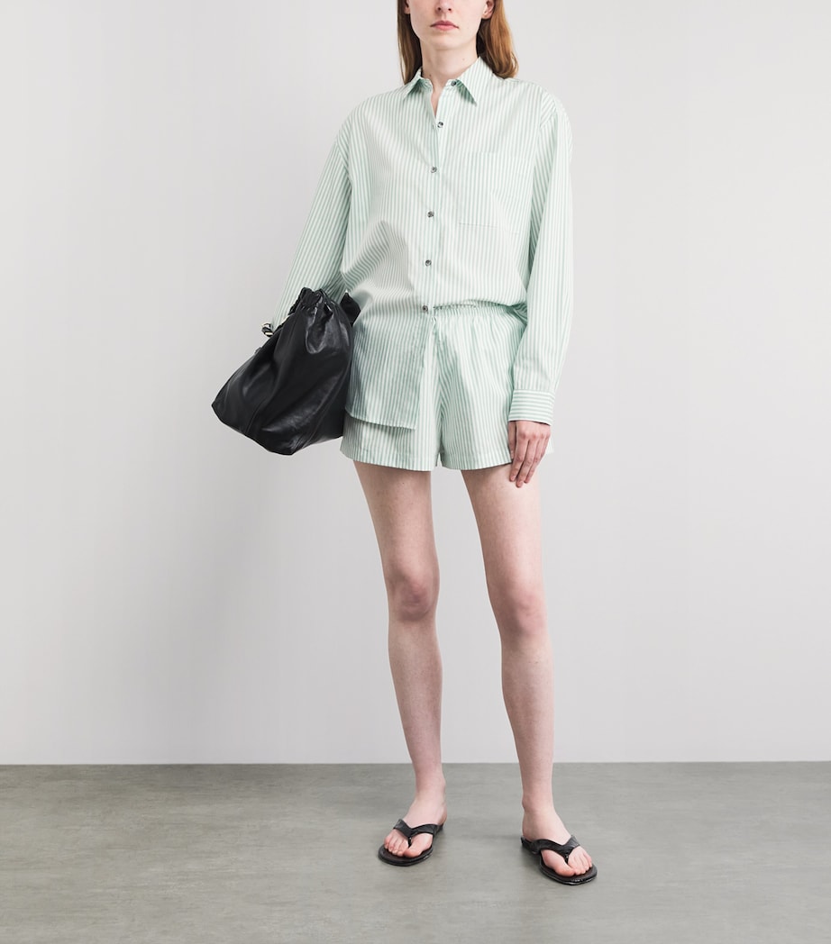 LESET Womens Cotton-Blend Stripe Yoshi Shirt Vert Stripe Image 2