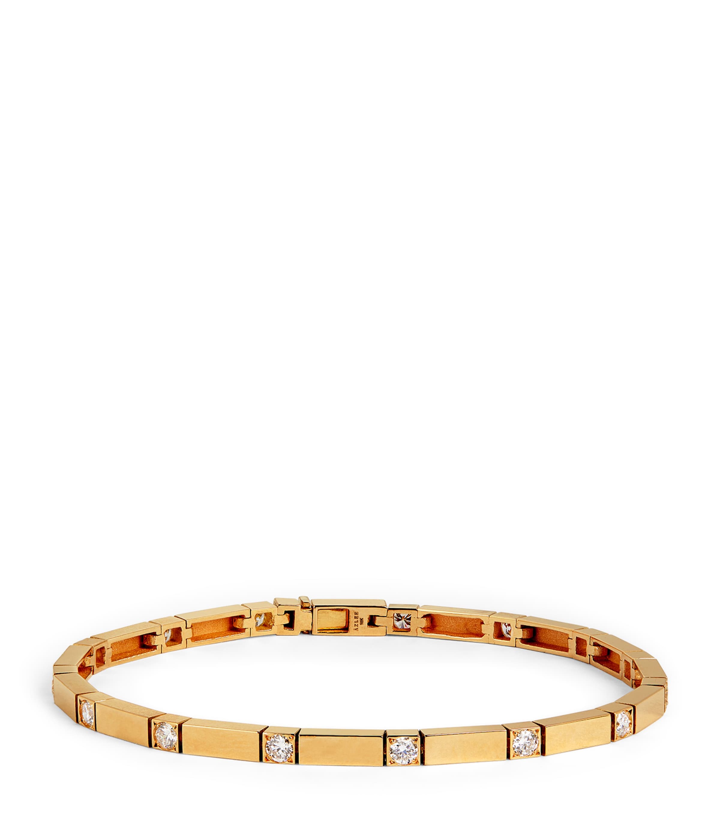 Azlee Yellow Gold And Diamond Bar Bracelet In Gold