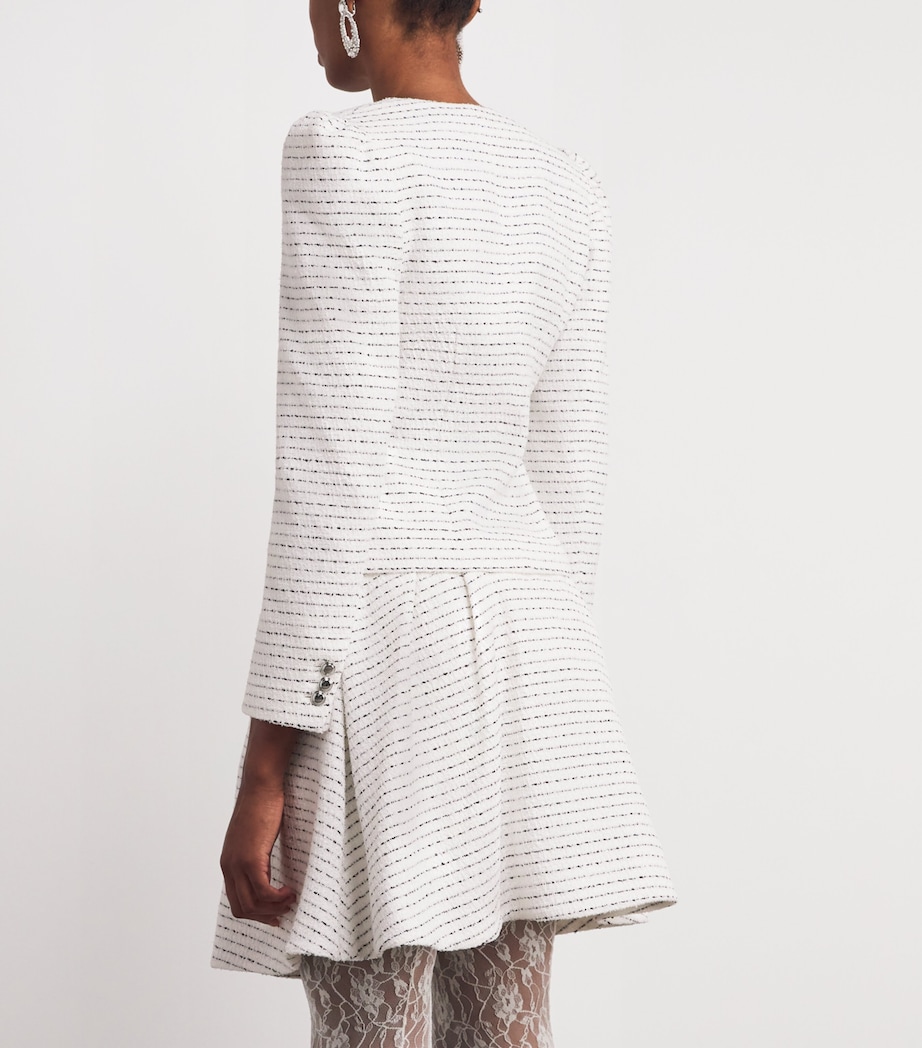 Tweed Embellished V-Neck Jacket 0822 WHITE-BLACK Image 4