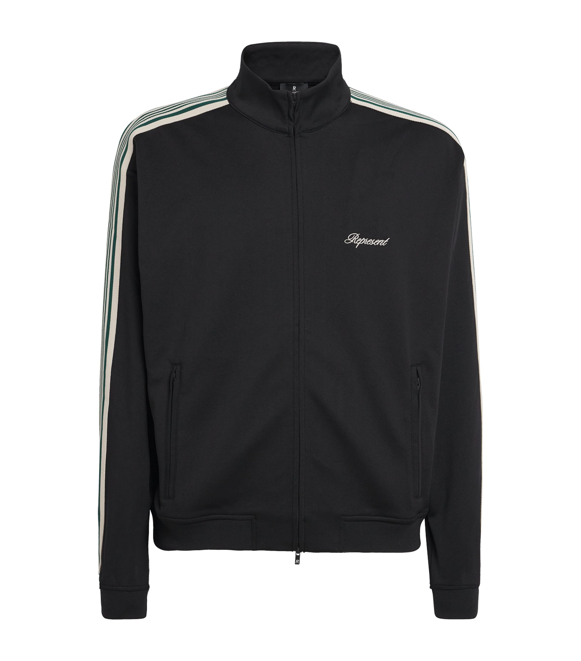 Represent Mens Embroidered-logo Striped-taped Woven Track Jacket Jet Black Xl In Black