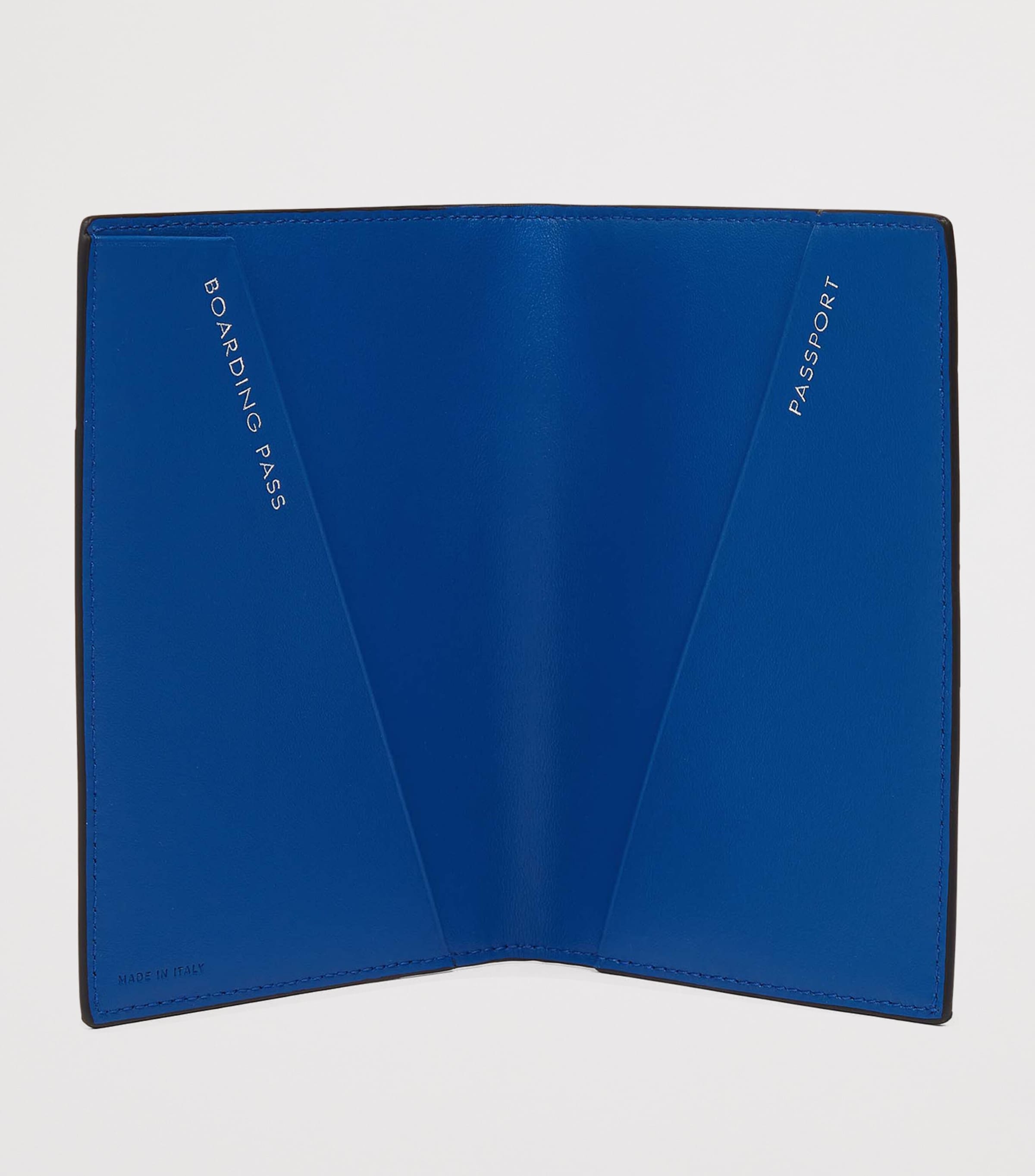 Croc-Embossed Leather Passport Cover CERULEAN Image 2