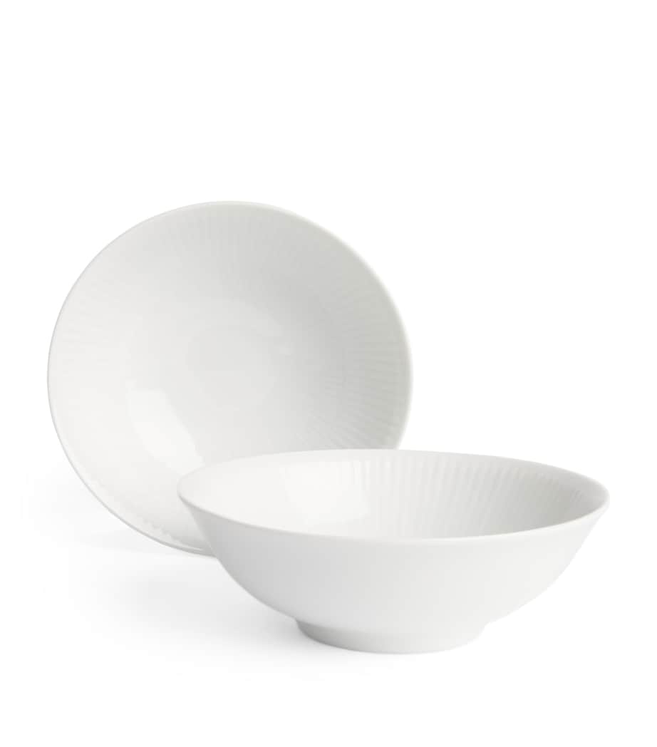Set of 2 White Fluted Bowls (15cm) WHITE Image 1
