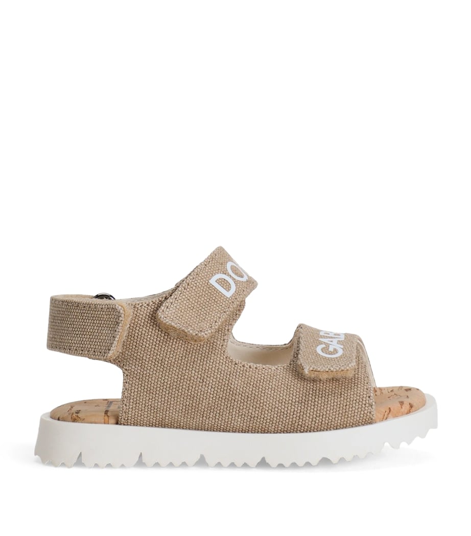 Dolce&Gabbana Kids Canvas Logo Sandals Beige Image 1