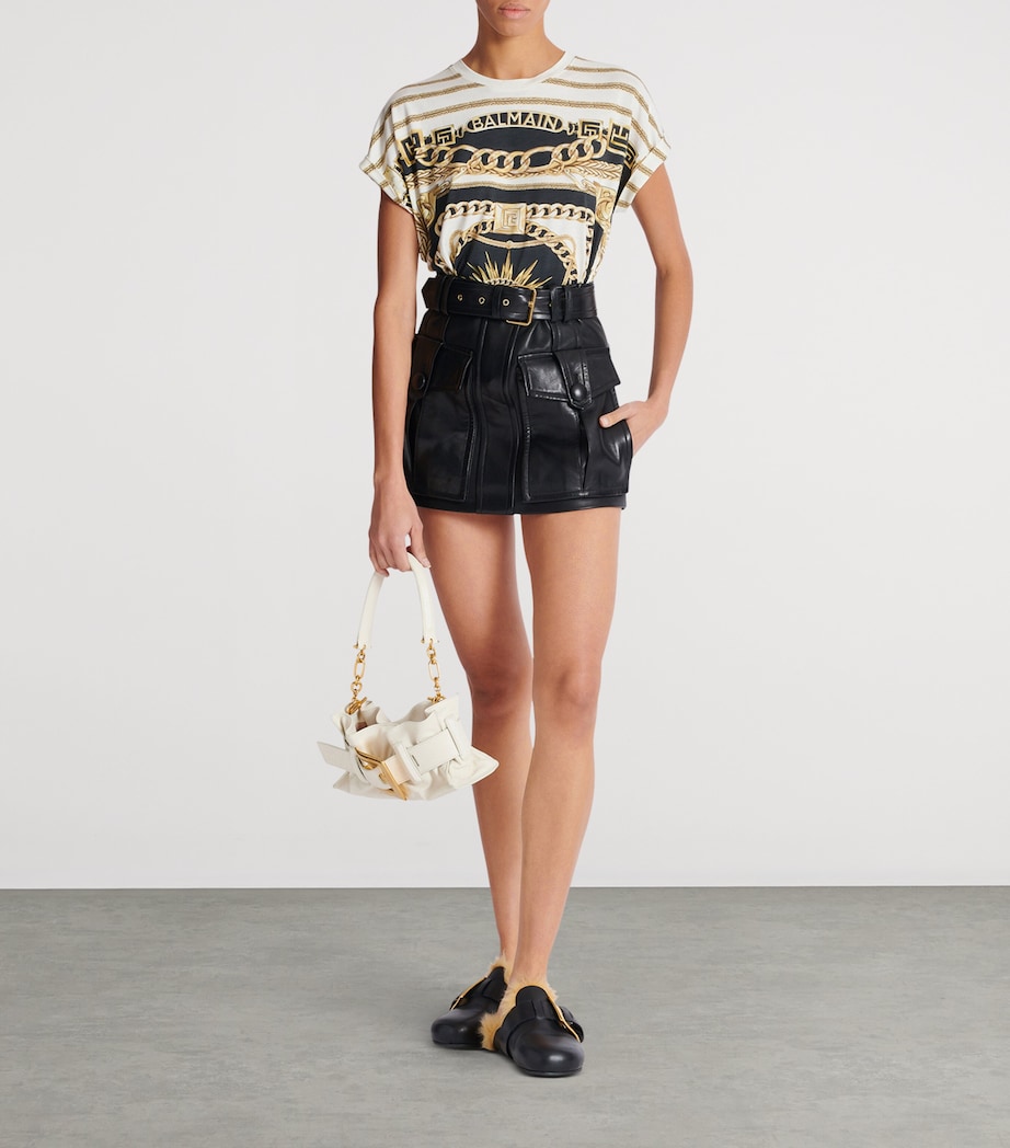 Lyocell-Cotton Foulard T-Shirt GIU BLANC/NOIR/OR Image 5