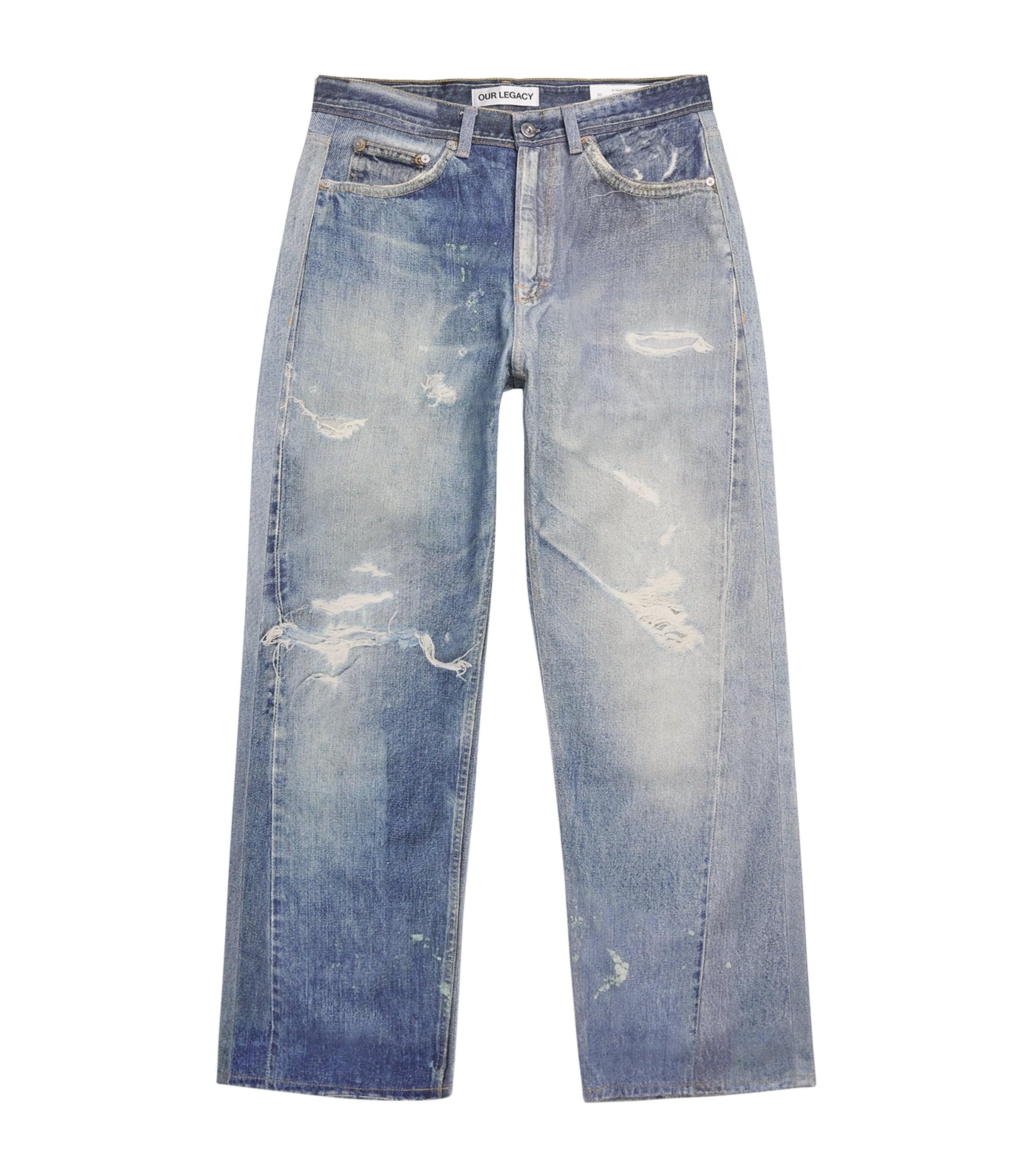 Our Legacy Third Cut Straight-leg Printed Jeans In Blue
