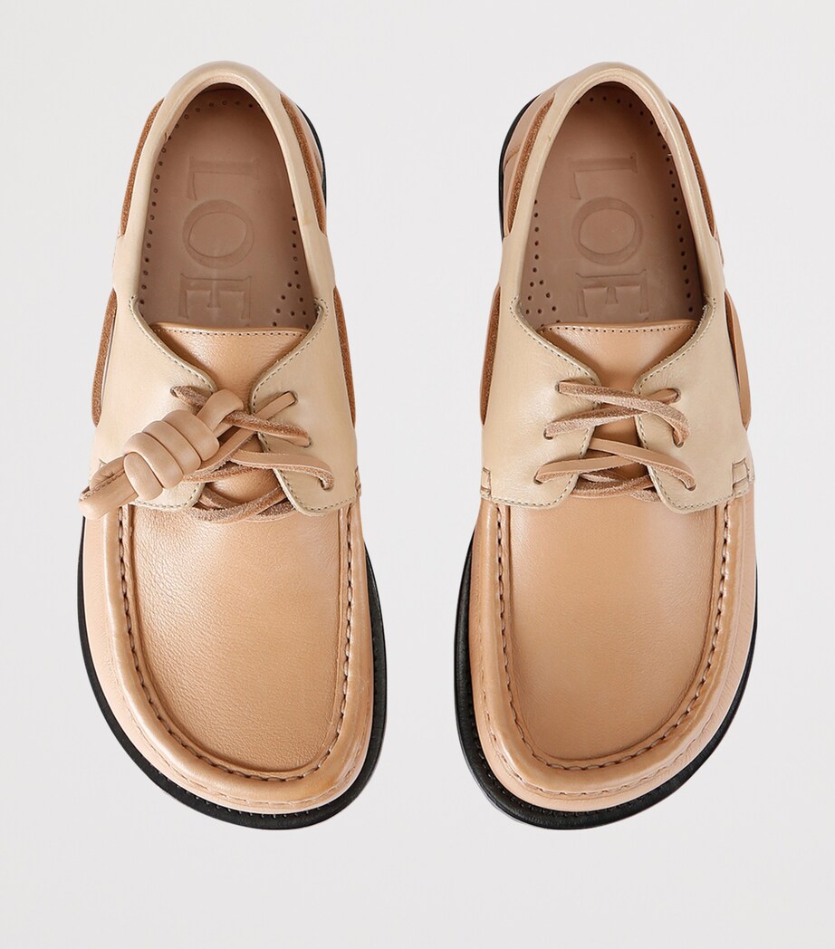 Leather Campo Boat Shoes BEIGE COMB Image 4