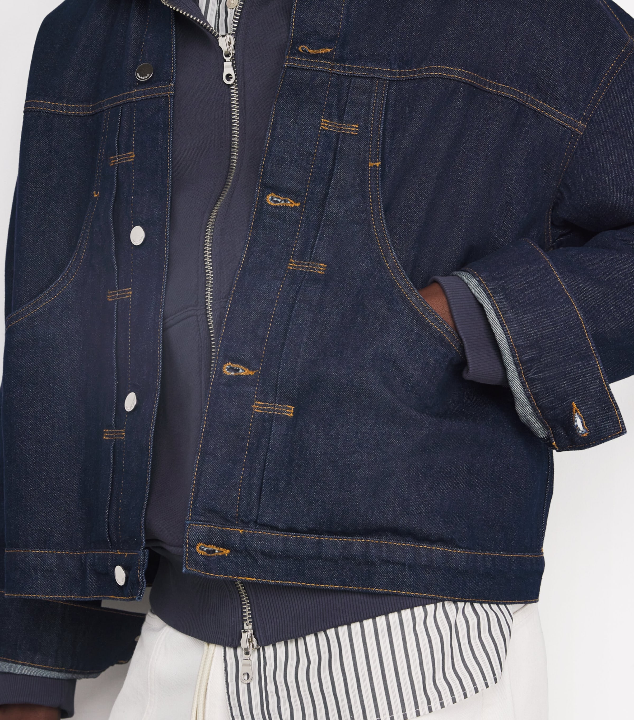 Cropped Denim Jacket RAW INDIGO Image 6