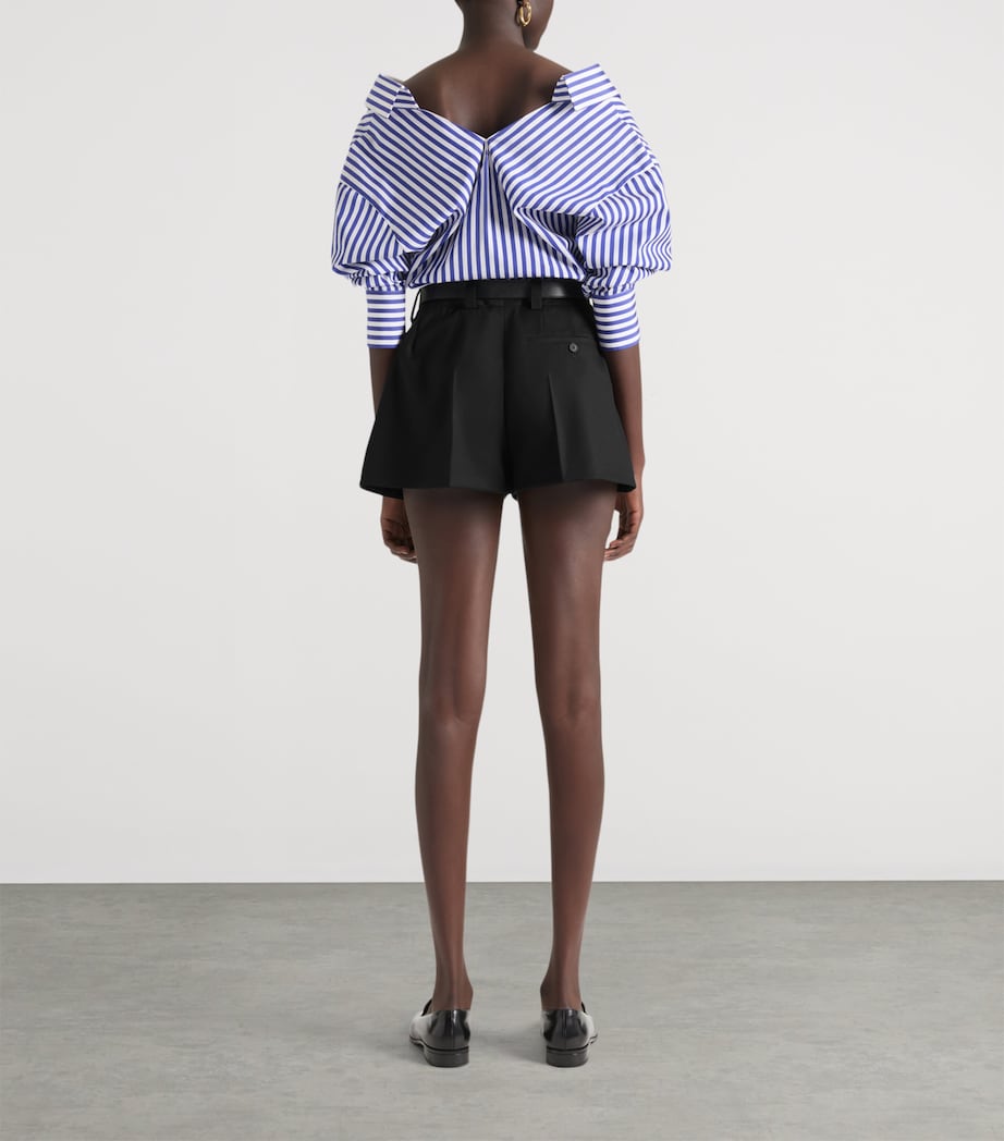 Cotton Stripe V-Neck Shirt ELECTRIC BLUE/WHITE Image 3