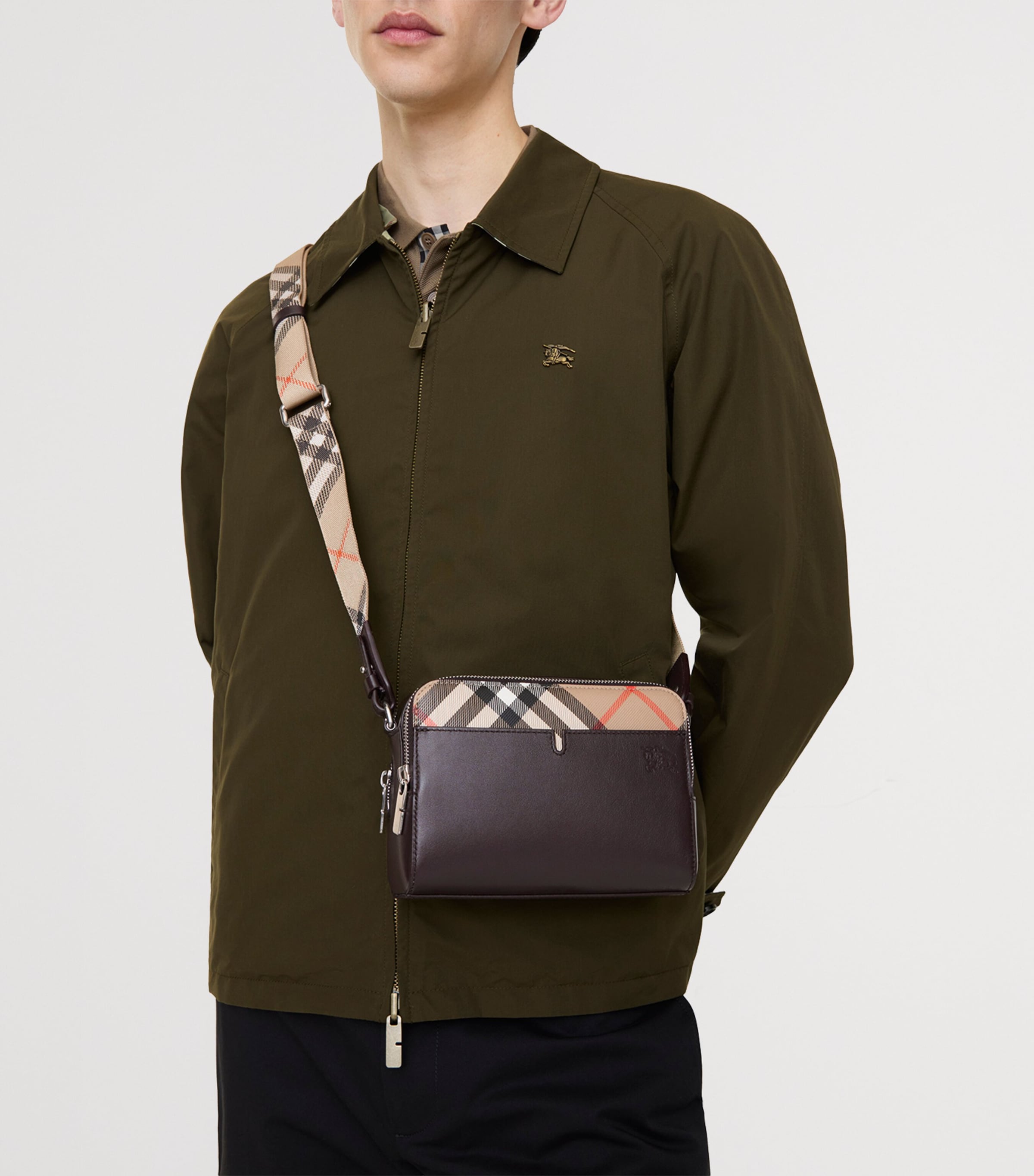 Burberry Leather Check Pop Cross-Body Bag Peat/sand Image 2