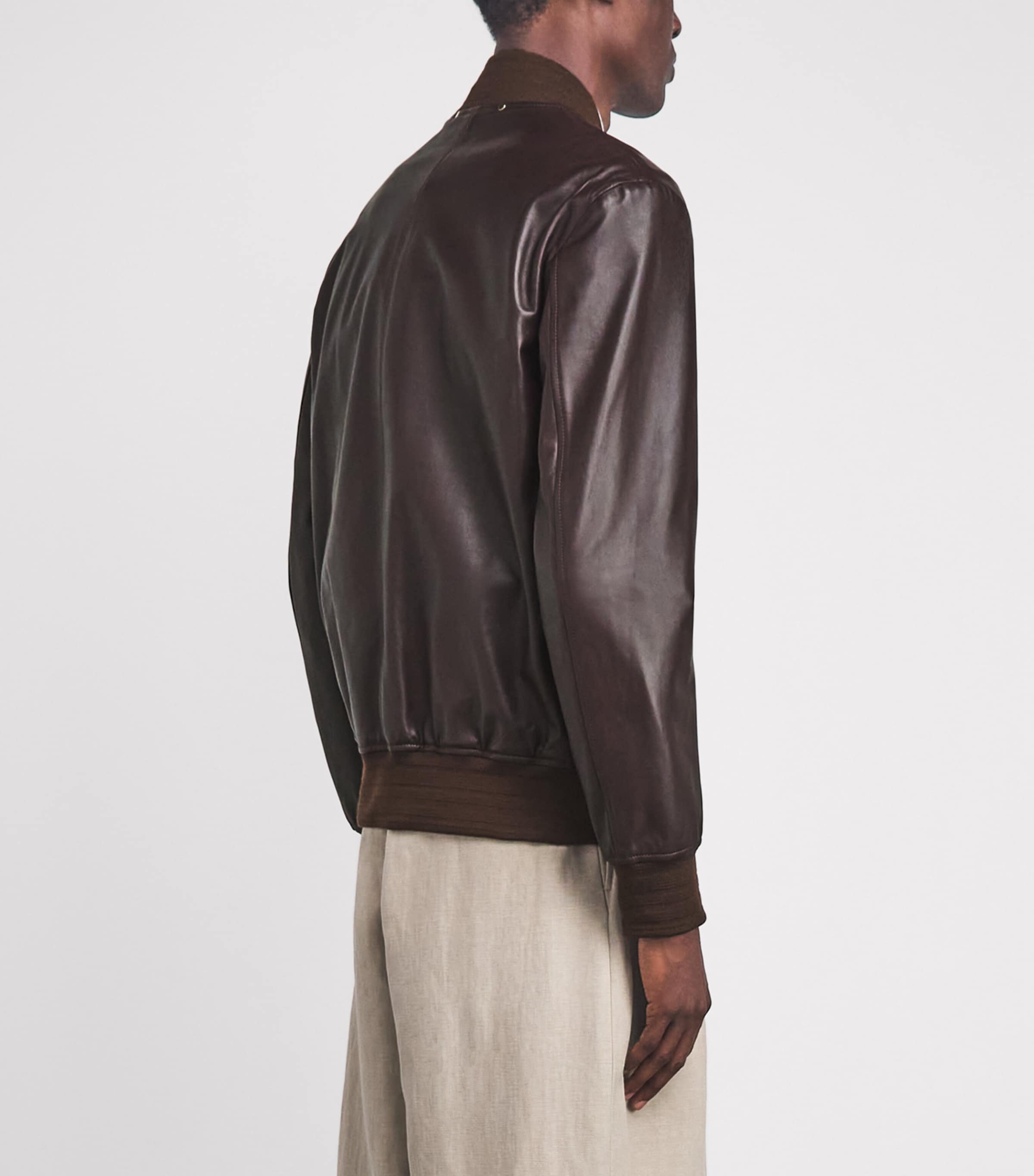 Paul Smith Mens Leather Bomber Jacket Image 5