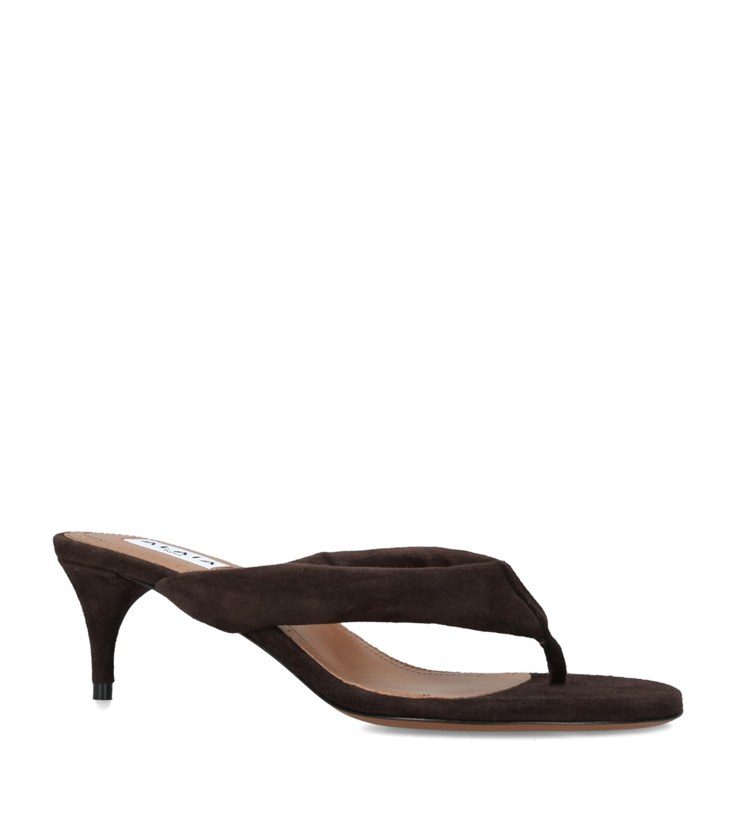 Alaïa Satin Thong Sandals 55 Dark Brown Image 2