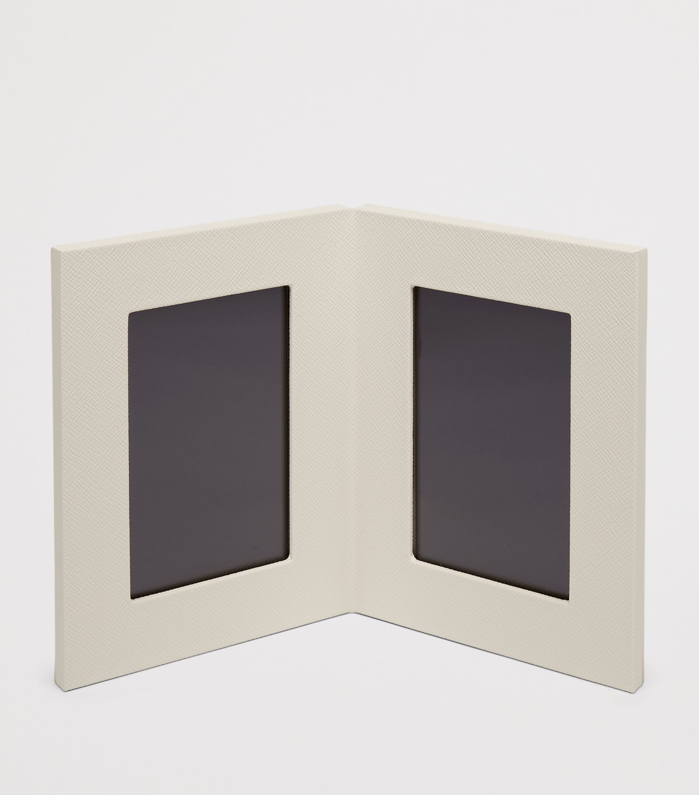Smythson Calfskin Panama Double Frame (6” x 4”) Chalk Image 2
