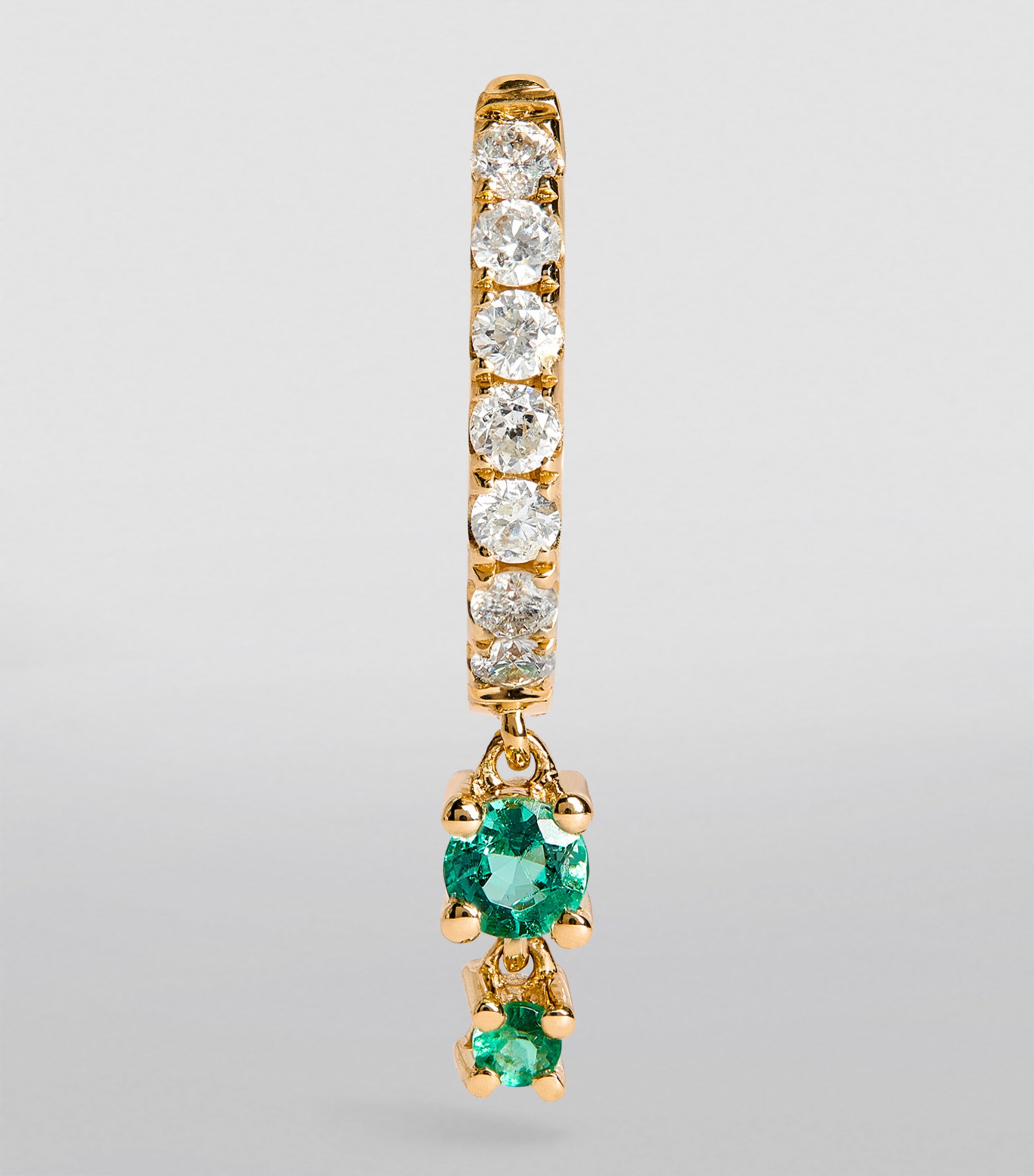 Jacquie Aiche Yellow Gold, Diamond and Emerald Mini Hoop Single Earring Yellow Gold Image 2