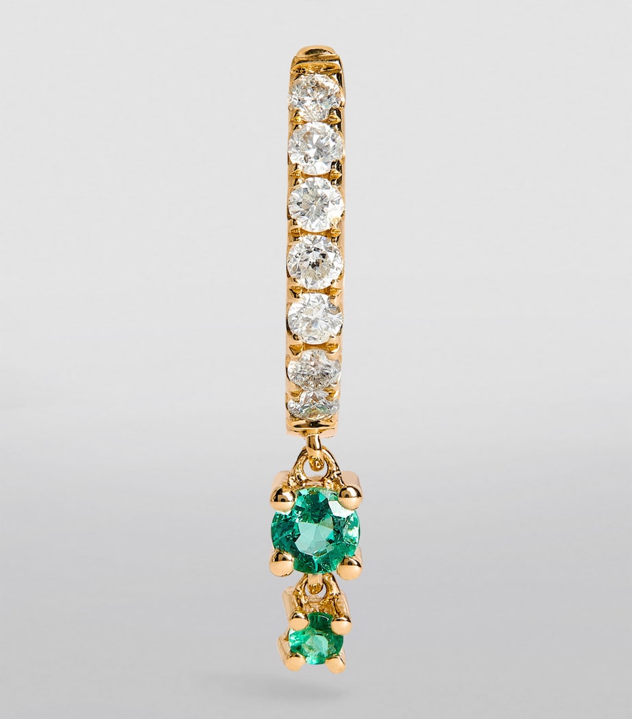 Jacquie Aiche Yellow Gold, Diamond and Emerald Mini Hoop Single Earring Yellow Gold Image 2