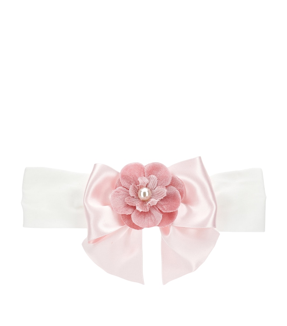 Faux Pearl Bow-Detail Elasticated Headband PANNA+ROSA ANTICO Image 1