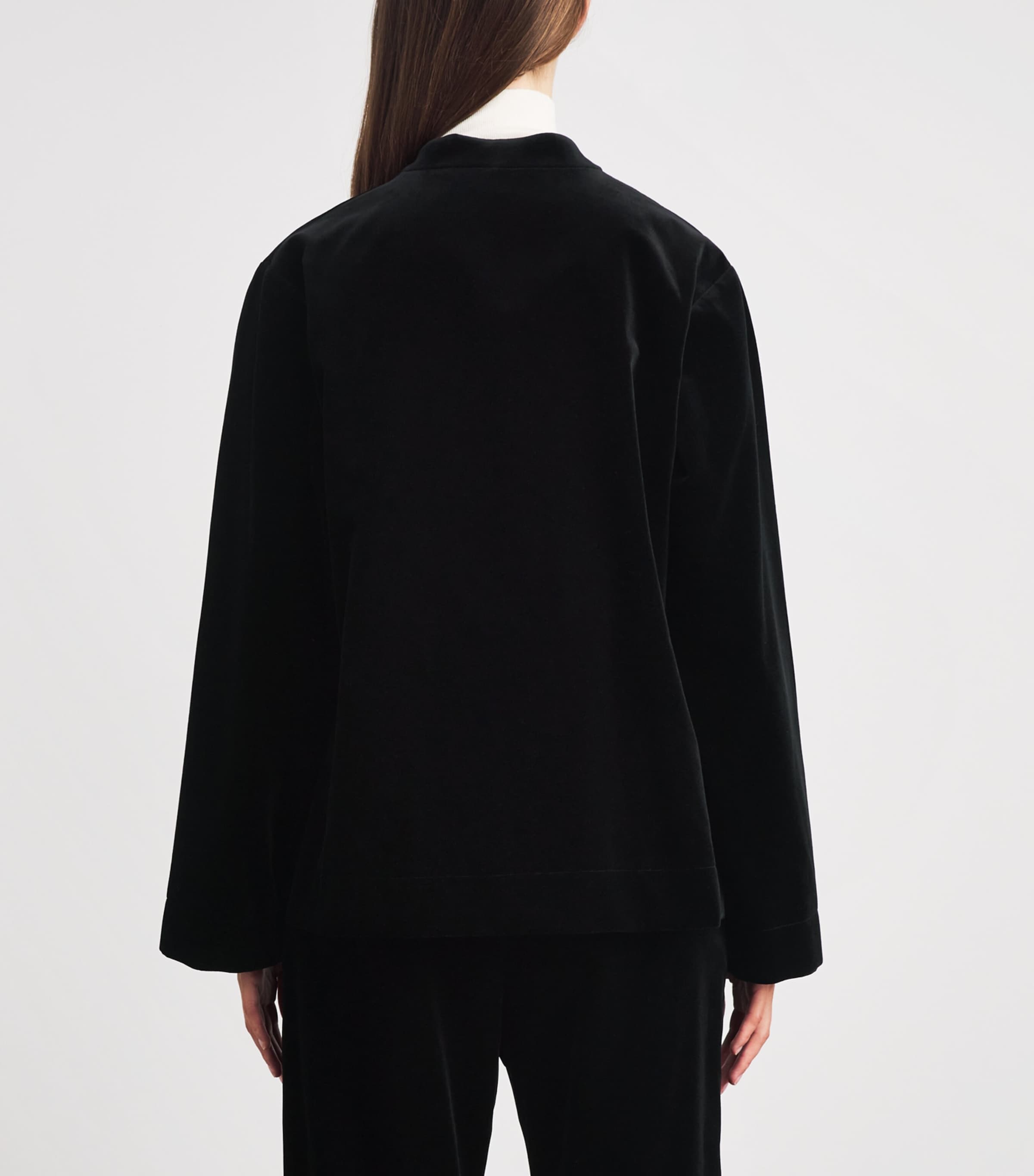 Róhe Womens Velvet Pankou-Closure Jacket Black Image 5