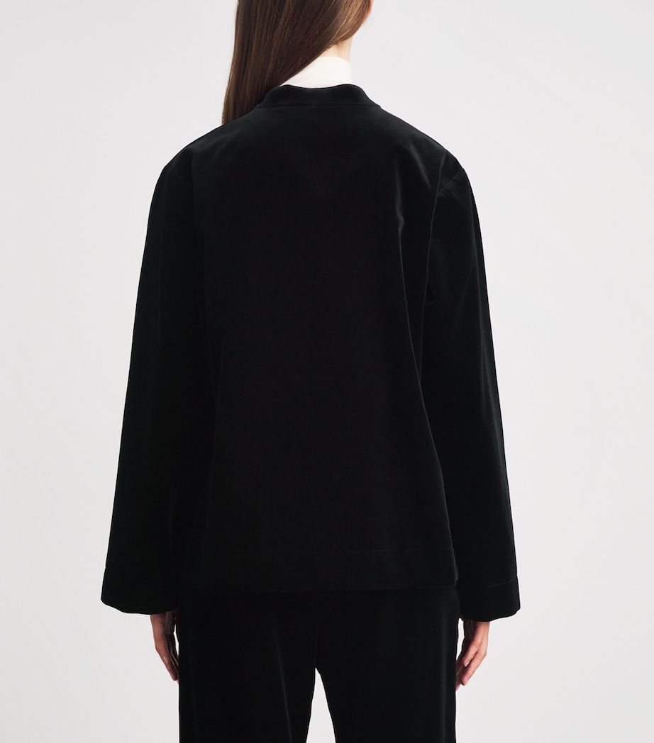 Róhe Womens Velvet Pankou-Closure Jacket Black Image 5