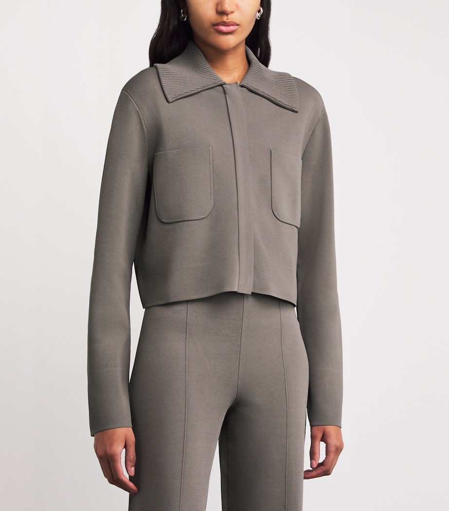 Milano-Knit Collared Jacket MUSHROOM Image 3