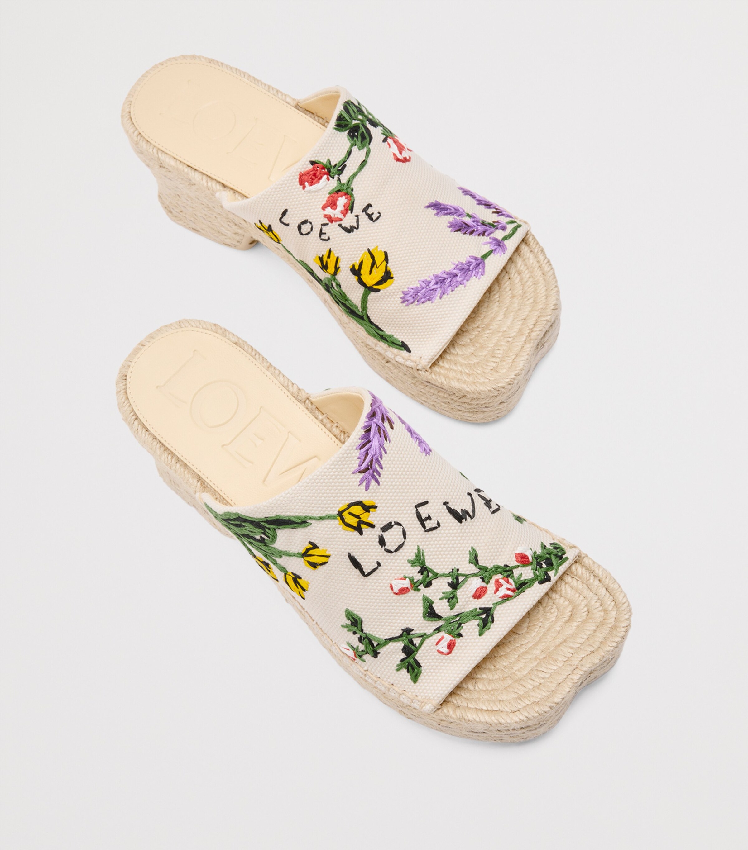 LOEWE x Paula's Ibiza Embroidered Espadrille Sandals 80 Cream/multicolor Image 4