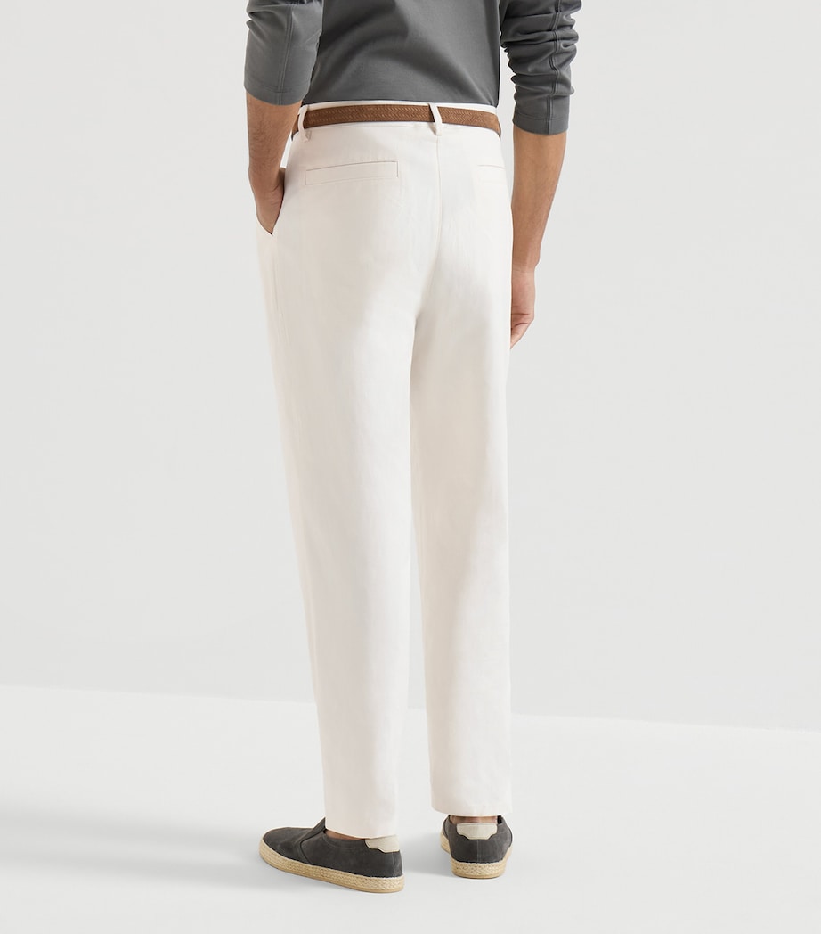 Brunello Cucinelli Mens Cotton-Linen Pleated Trousers Image 5