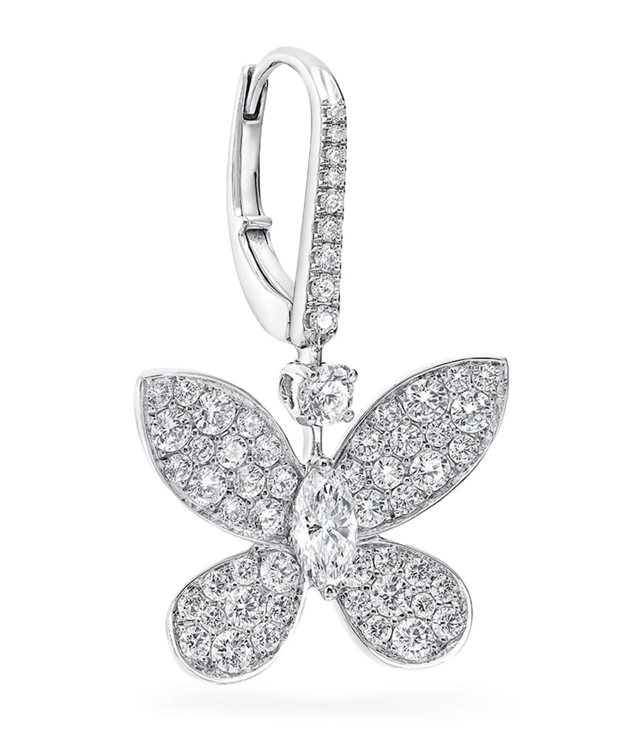 White Gold and Diamond Pavé Butterfly Drop Earrings WHITE GOLD Image 3