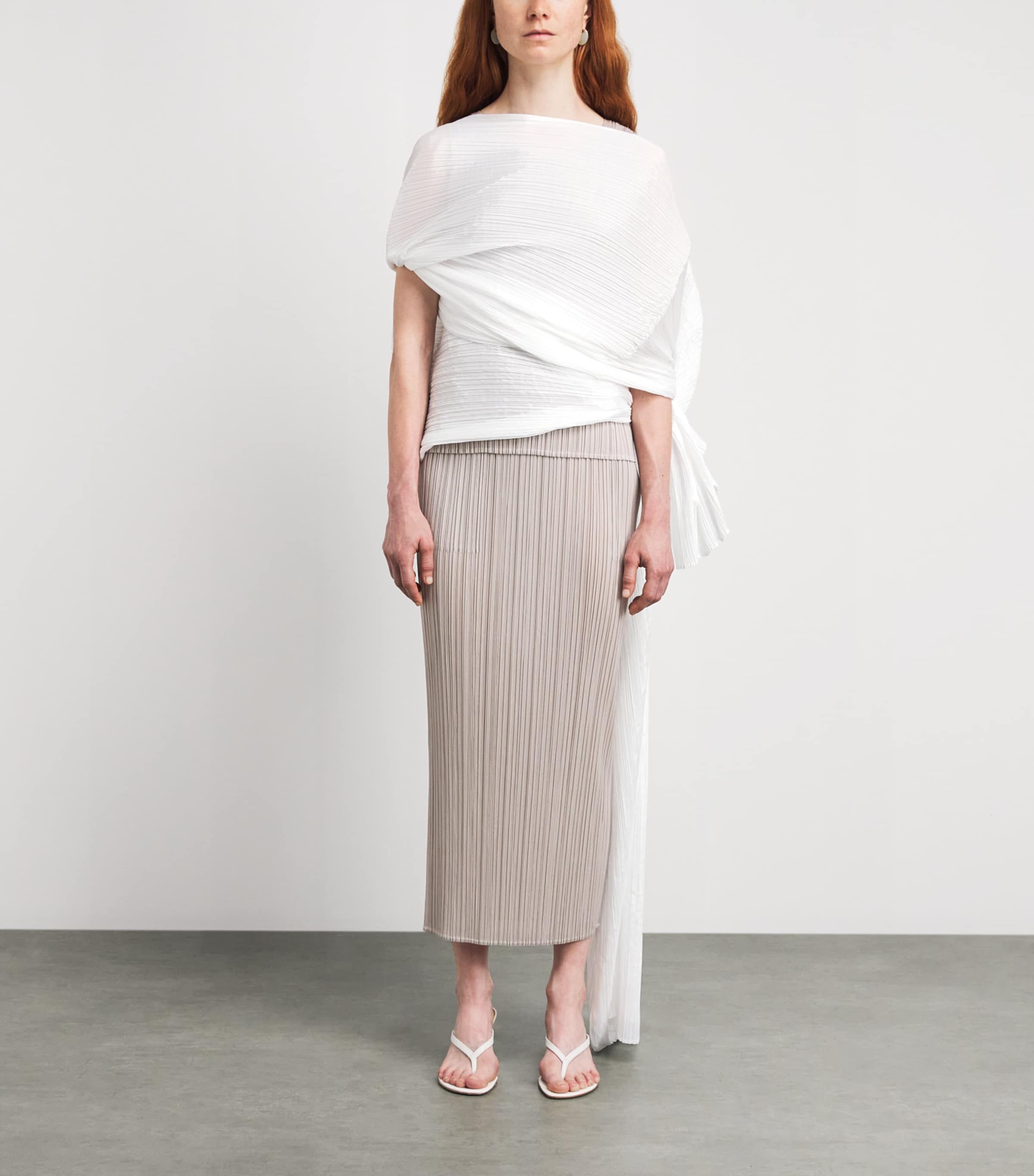 Pleats Please Issey Miyake White Basic Madame-T Stole | Harrods CA