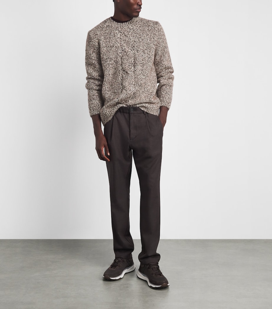 Herno Mens Wool-Blend Crew-Neck Sweater Marrone Scuro Image 2