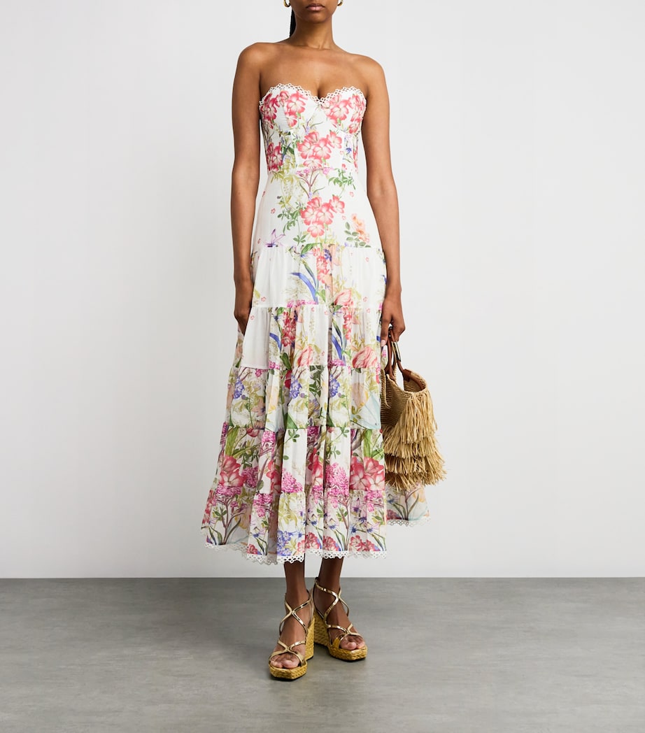 Strapless Danny Midi Dress WHITE BOTANICAL Image 2