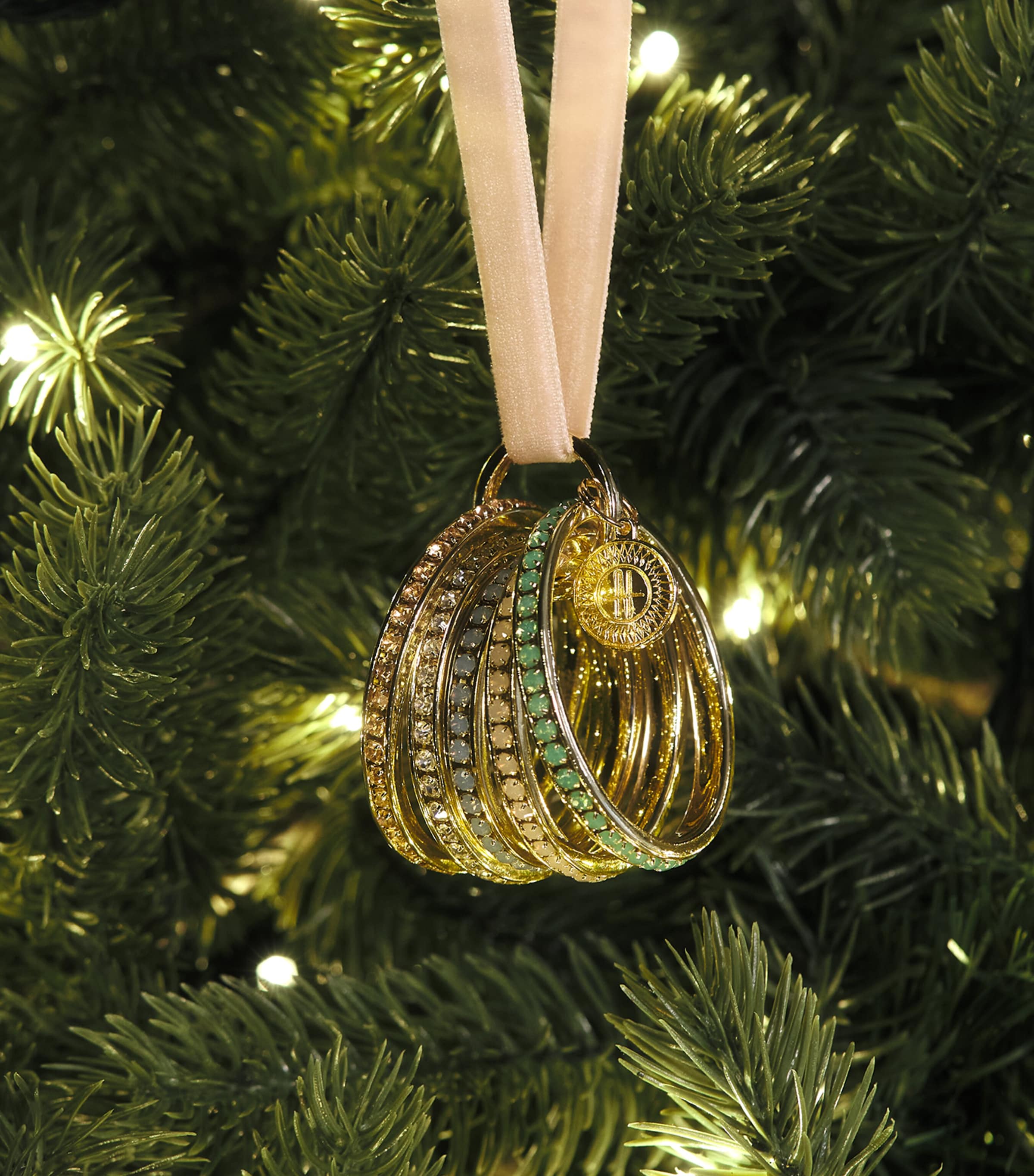 Harrods Crystal-Embellished Ring Tree Decoration Red Image 3