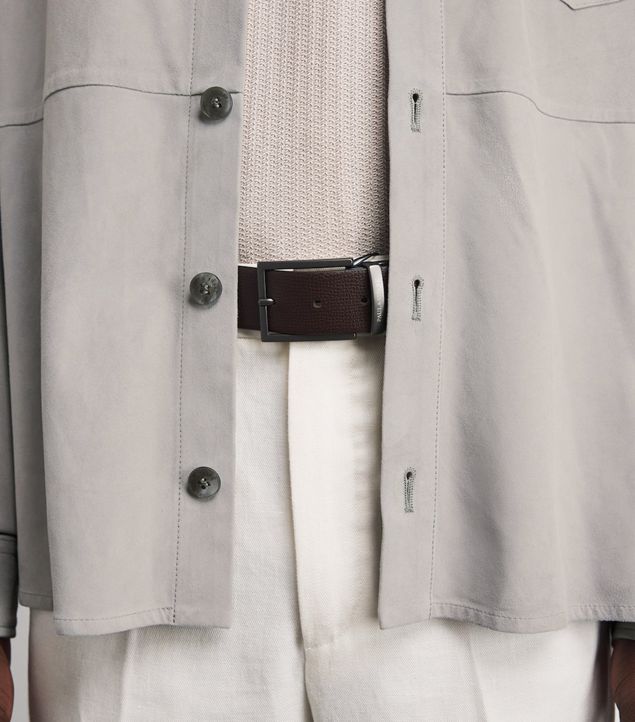 Paul & Shark Mens Aqua Suede Overshirt Light Grey Image 3