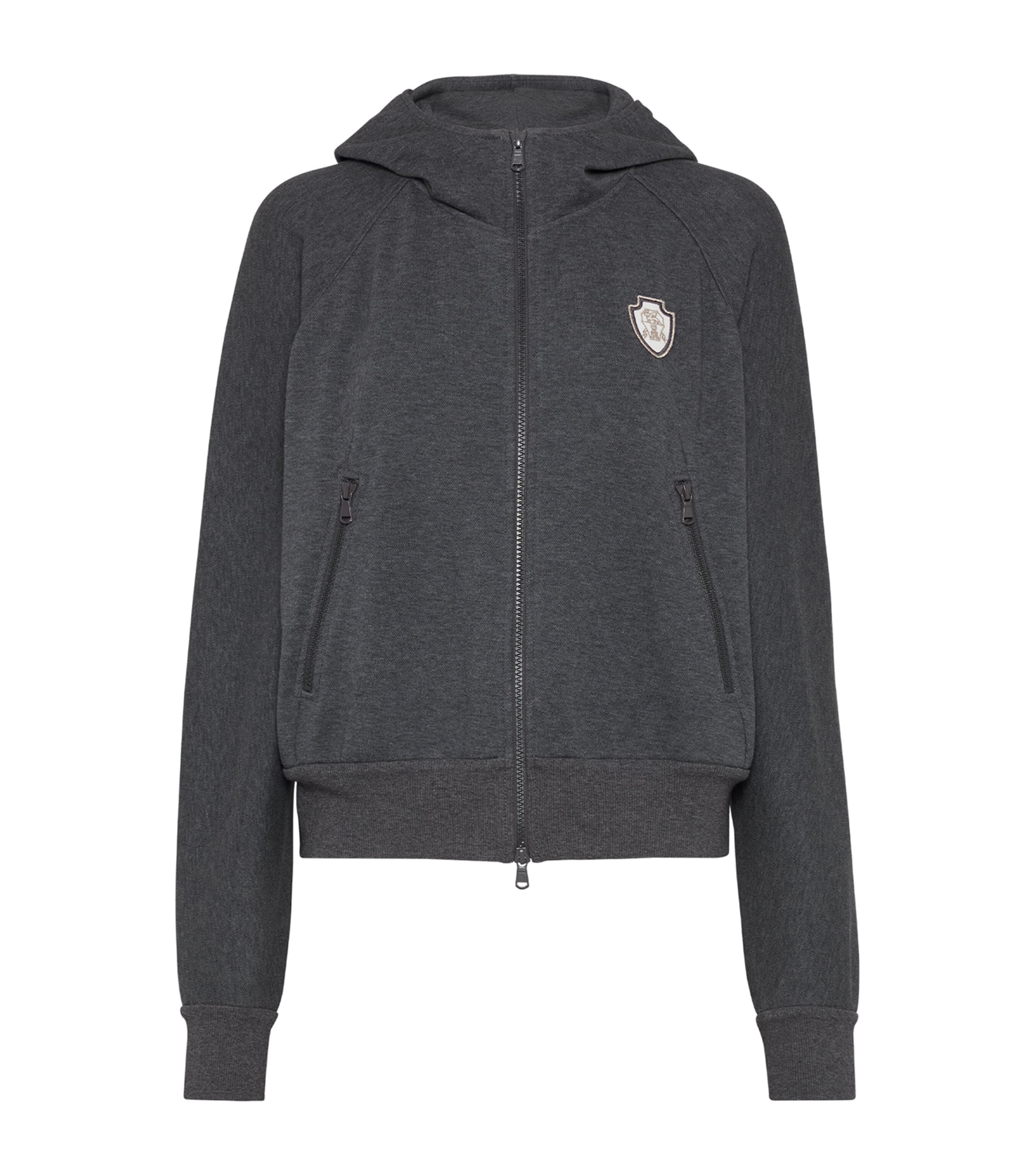 Brunello Cucinelli Pique Sweatshirt With Logo In Grey