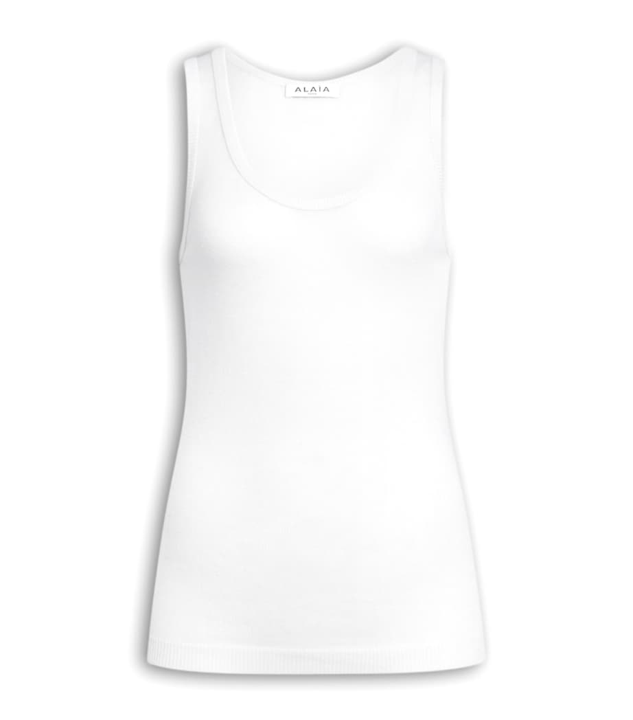 Alaïa Womens Stretch-Wool Tank Top Blanc Image 1