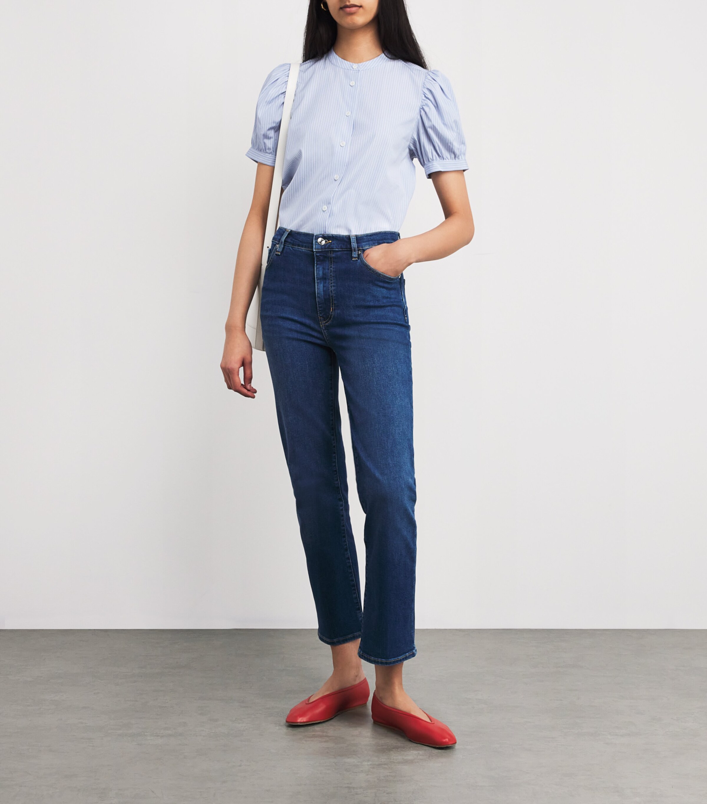 Cotton Stripe The Gathered Blouse LIGHT CHAMBRAY MULTI Image 2