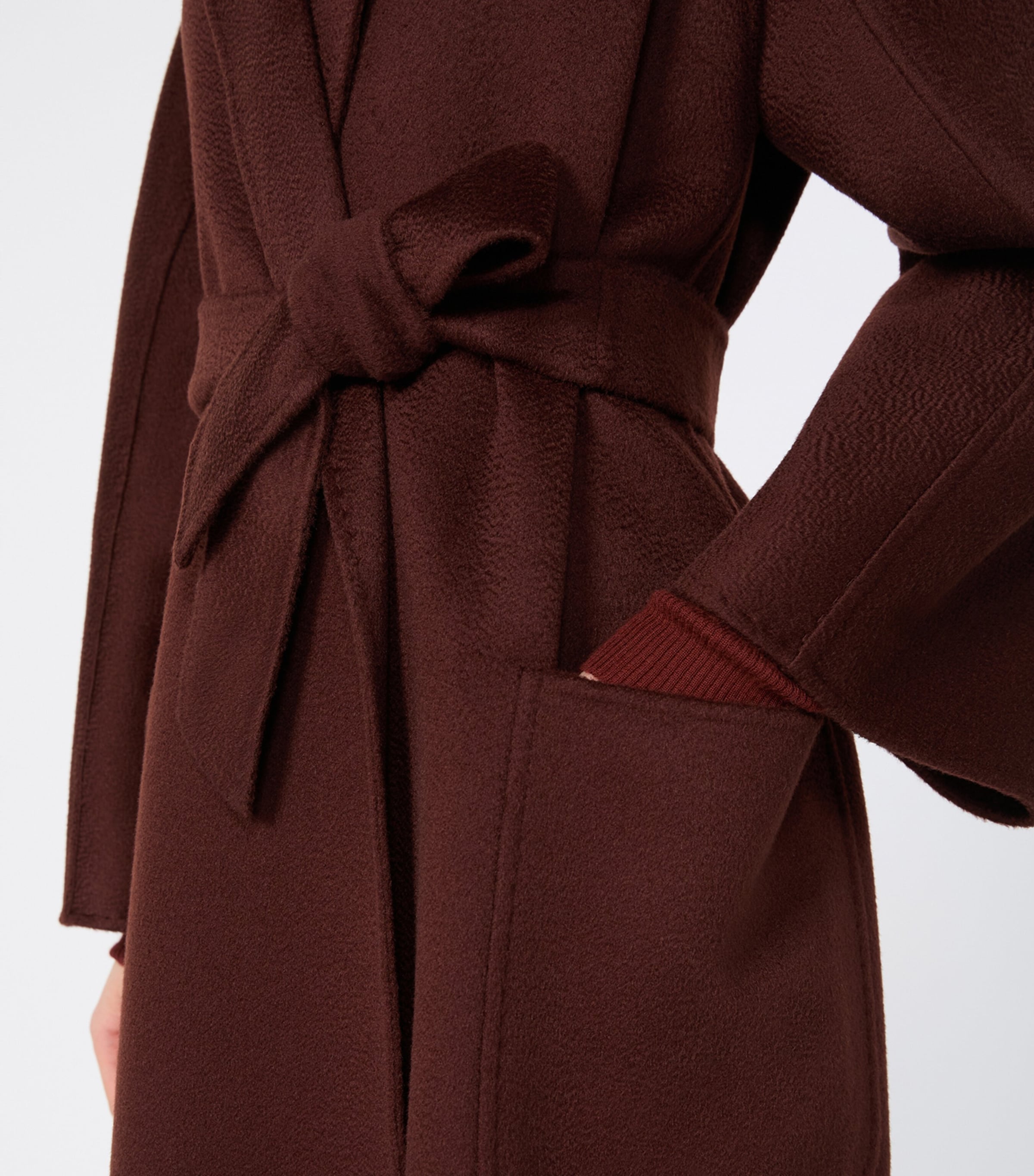 Max Mara Womens Cashmere Ludmilla Wrap Coat Brown Bordeaux Image 4