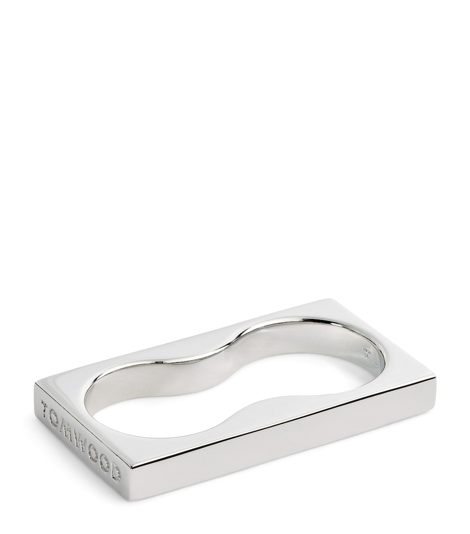 Sterling Silver Double Square Ring S925 Image 1