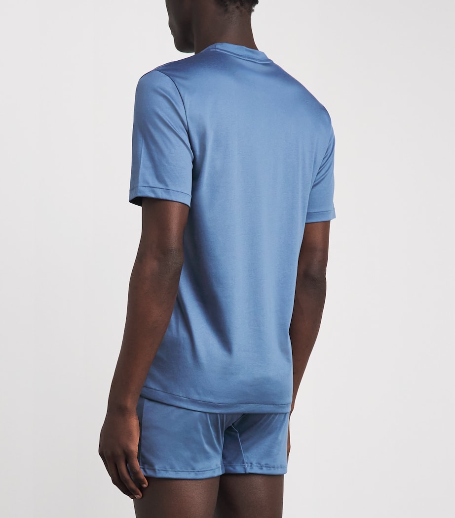 Zimmerli Mens 286 Sea Island T-Shirt Blue Horizon Image 4