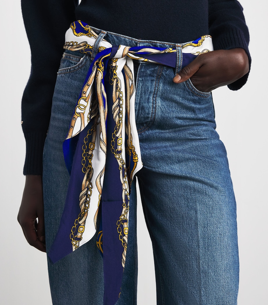Maje Womens Scarf-Detail Barrel Jeans Blue Image 3