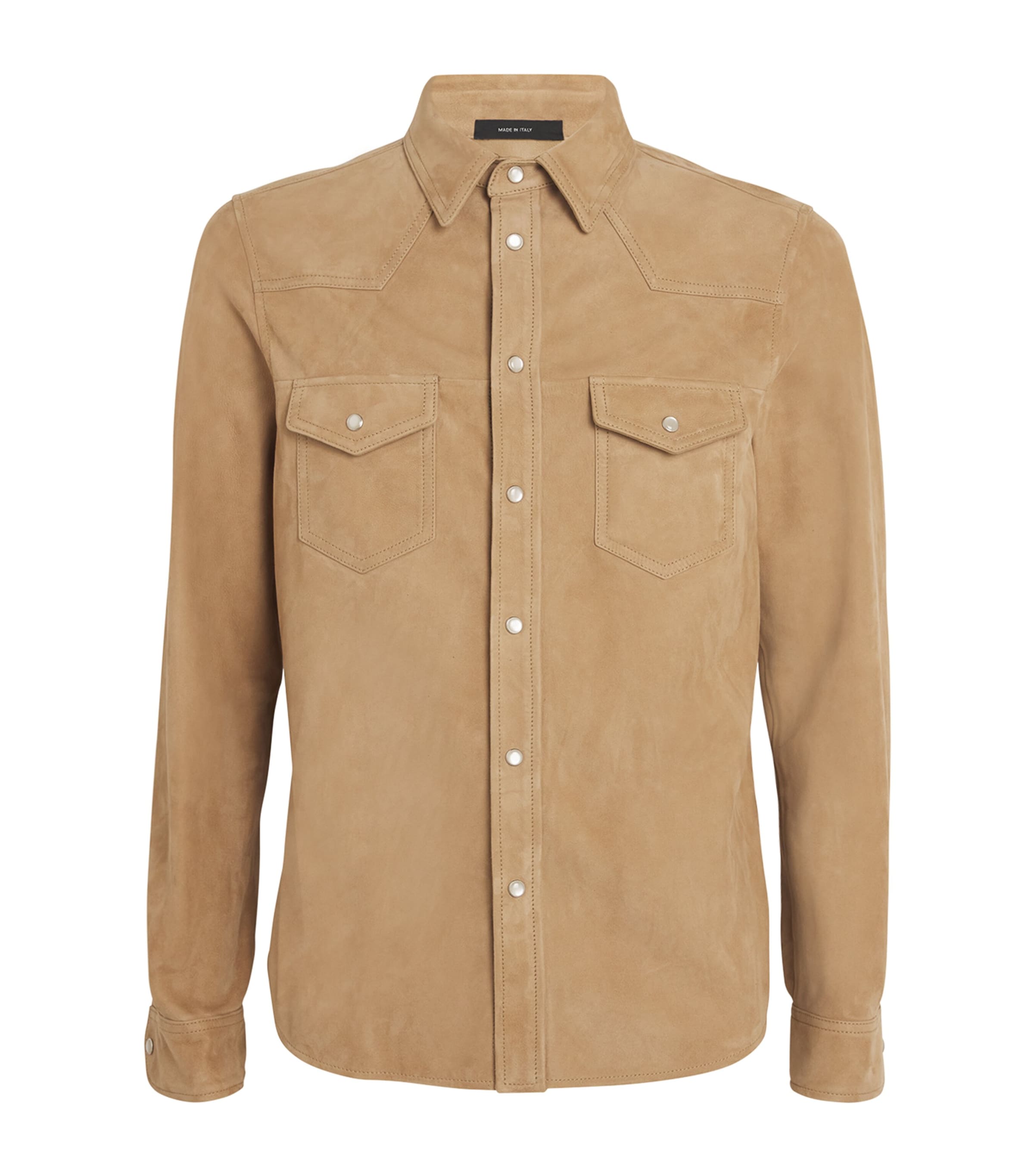 Tom Ford Suede Western Shirt In Beige