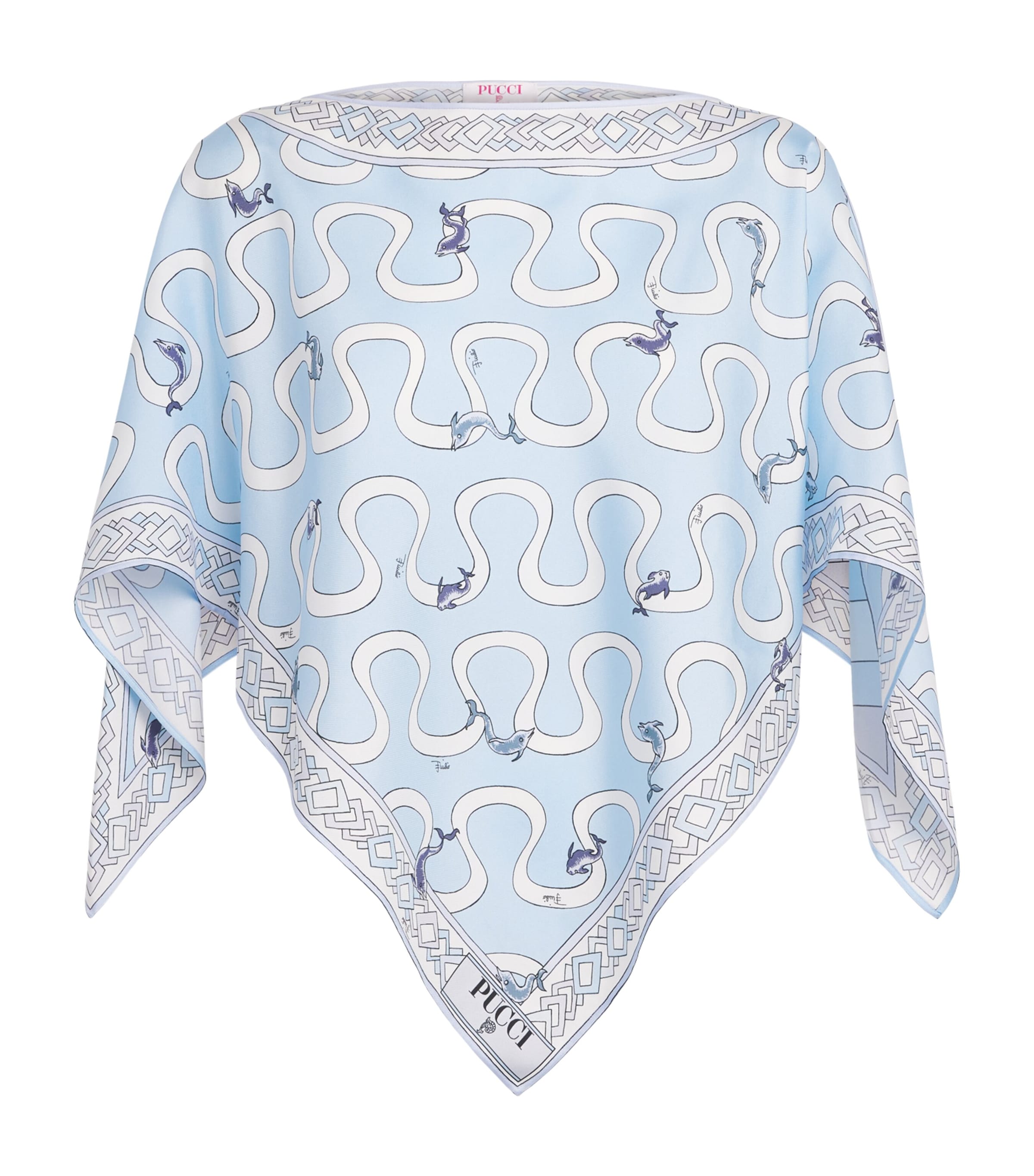 PUCCI Womens Silk Printed Cape Light Blue Image 1