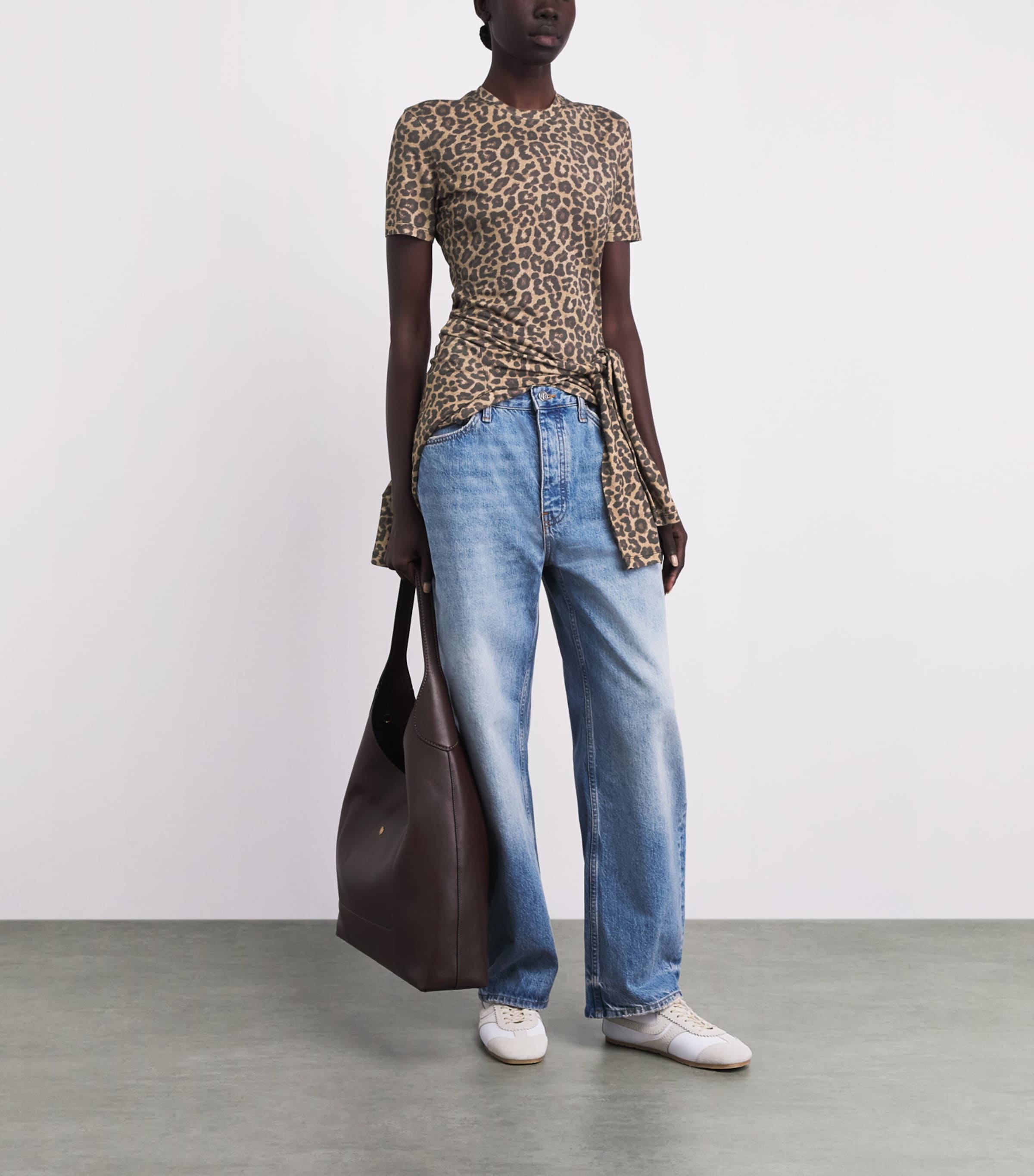 ANINE BING Womens Leopard Print Sylvie T-Shirt Leopard Image 2