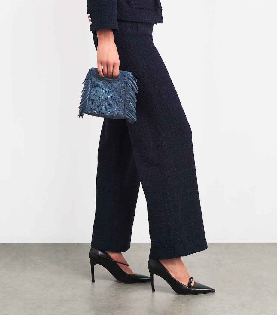 Maje Denim Rhinestone 'M' Top-Handle Bag Blue Image 5